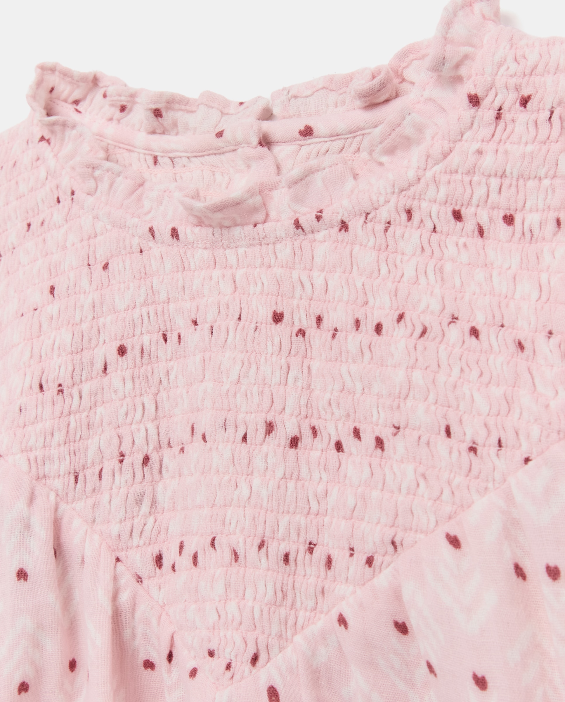 Blusa de All Over Print com Dobby com Fio Metalizado e Smock Rosa-5