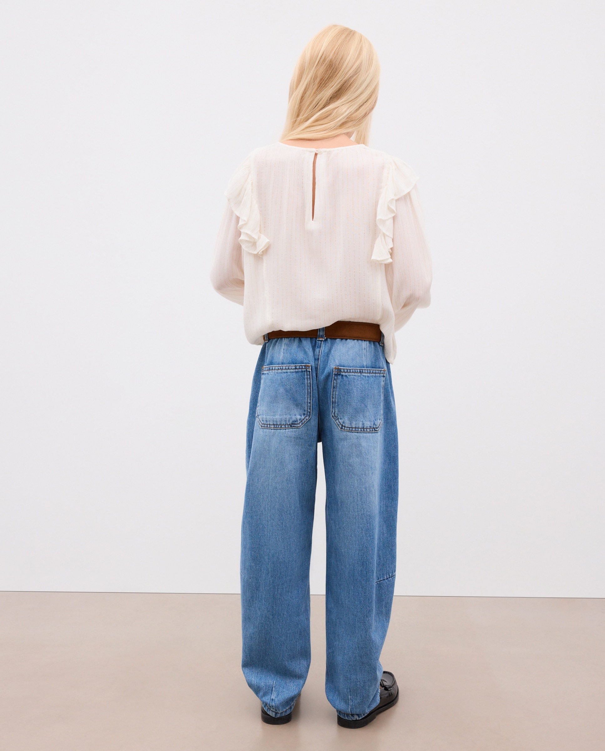 Blusa crep viscosa manga larga con hilo de lurex de niña - Kids El Corte Inglés - Blanco Blanco-3