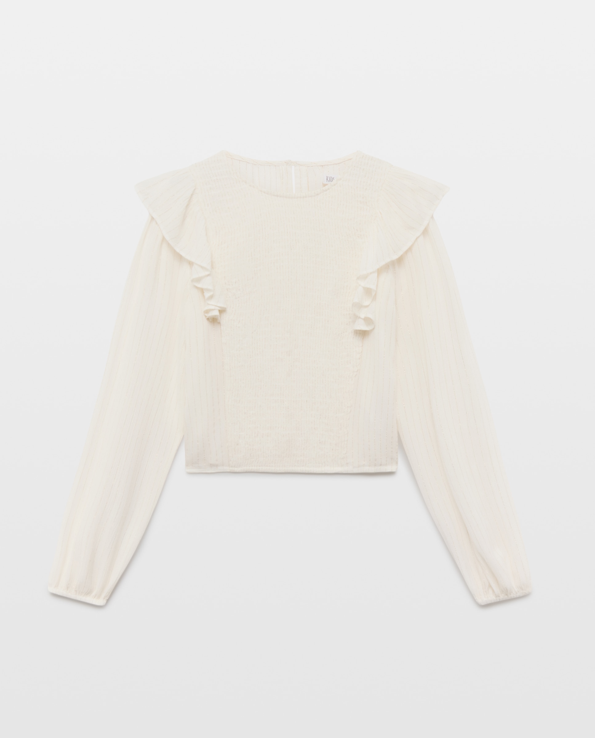 Blusa crep viscosa manga larga con hilo de lurex de niña - Kids El Corte Inglés - Blanco Blanco-4