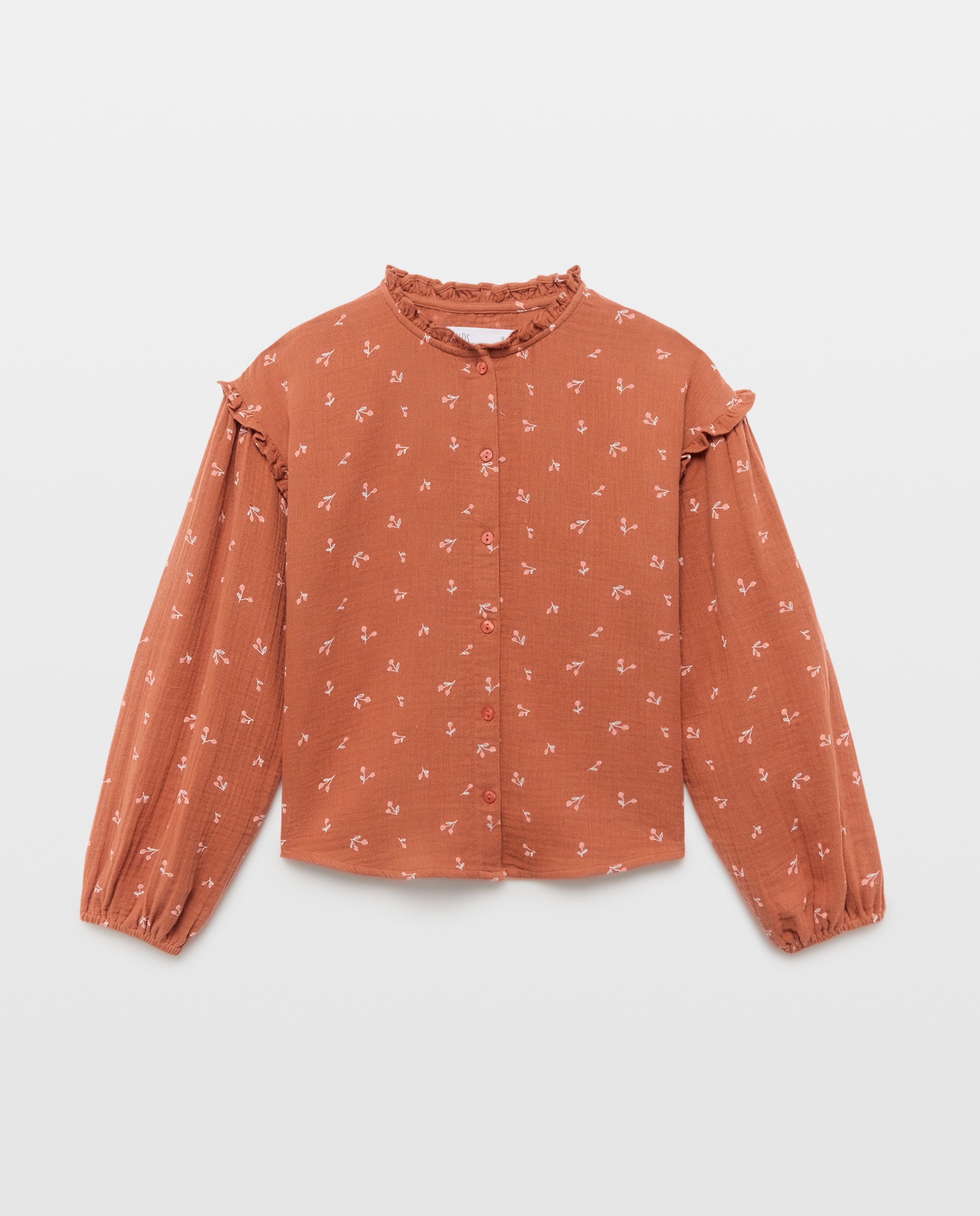 Blusa manga larga abierta por delante all over print mini de niña - Kids El Corte Inglés - Marrón Marrón-1