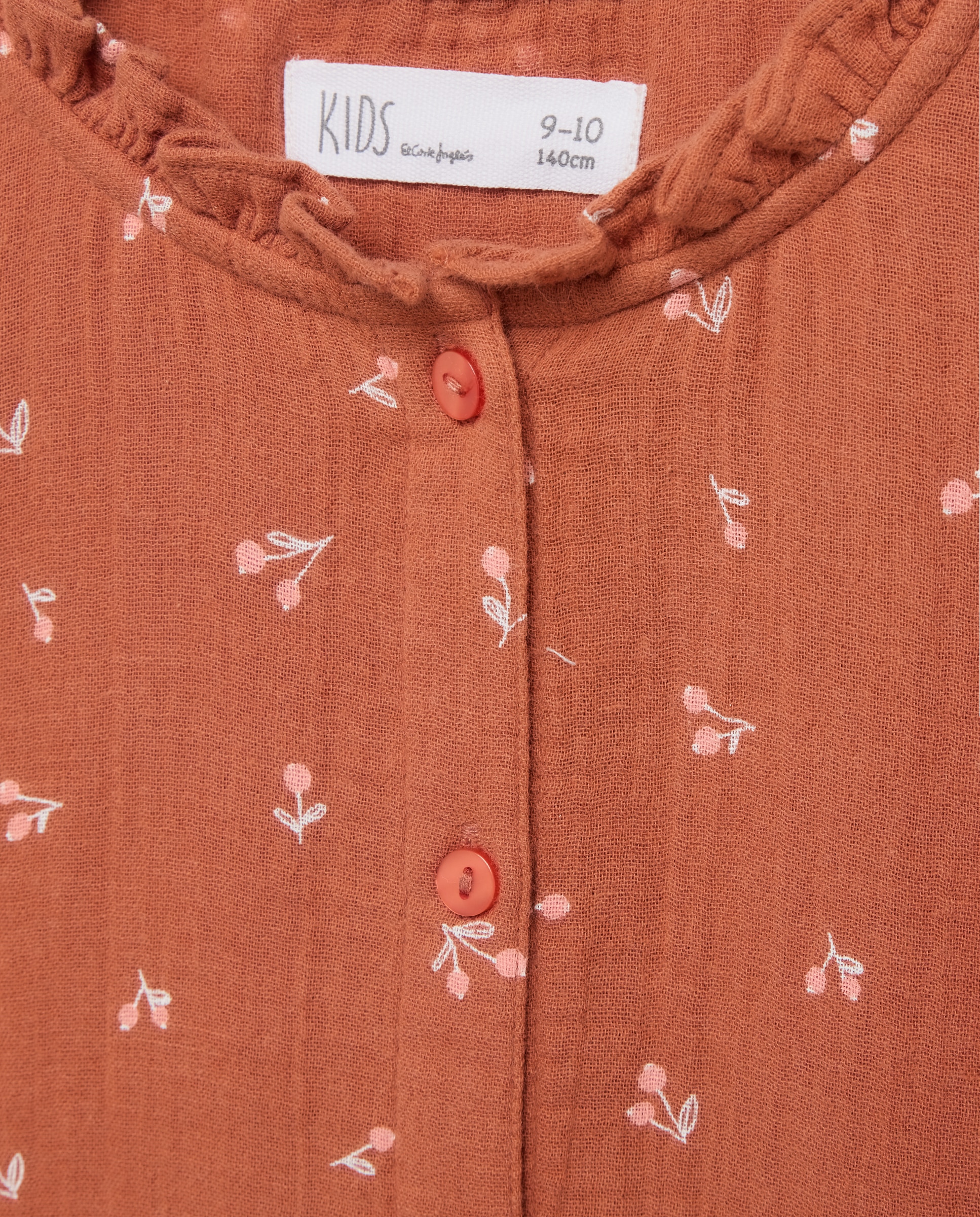 Blusa manga larga abierta por delante all over print mini de niña - Kids El Corte Inglés - Marrón Marrón-2