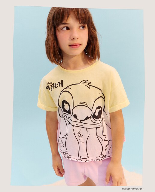 Camiseta de niña Lilo & Stitch con print dip dye