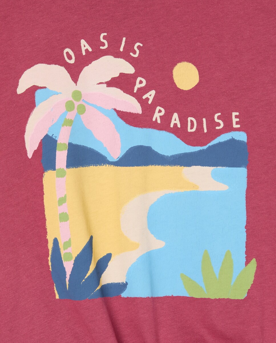 T-shirt de Manga Curta com Nó Central Rosa-5