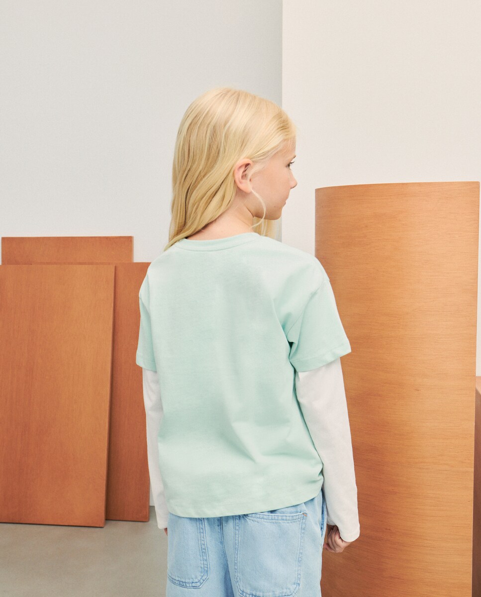 T-shirt de Manga Curta com Detalhe Snoopy Ténis Verde-3