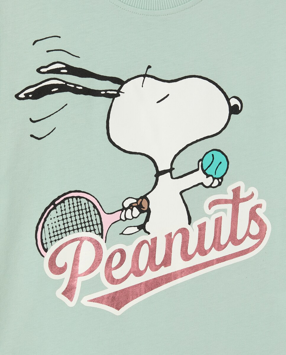 T-shirt de Manga Curta com Detalhe Snoopy Ténis Verde-6