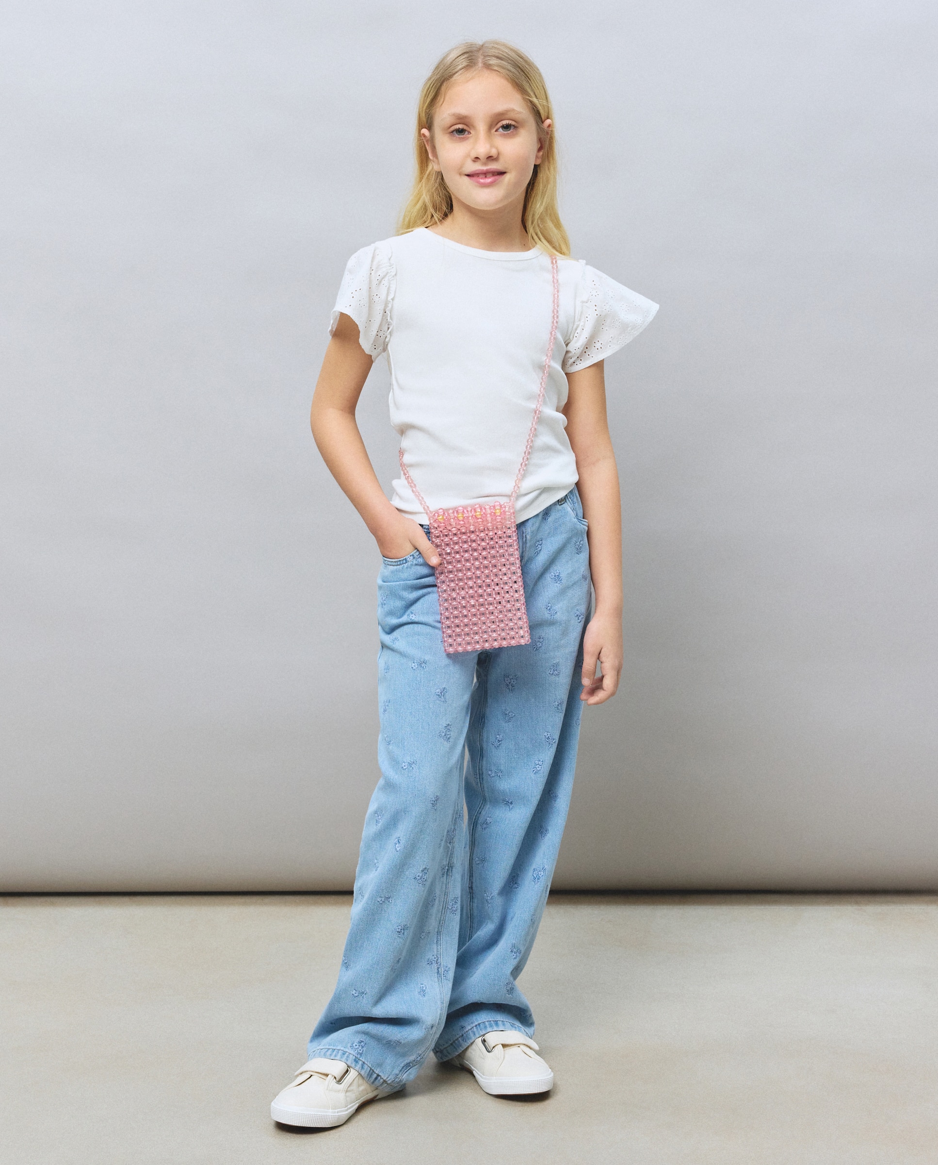 Camiseta romántica rib con manga corta shiffly de niña - Kids El Corte Inglés - Blanco roto Blanco roto-1