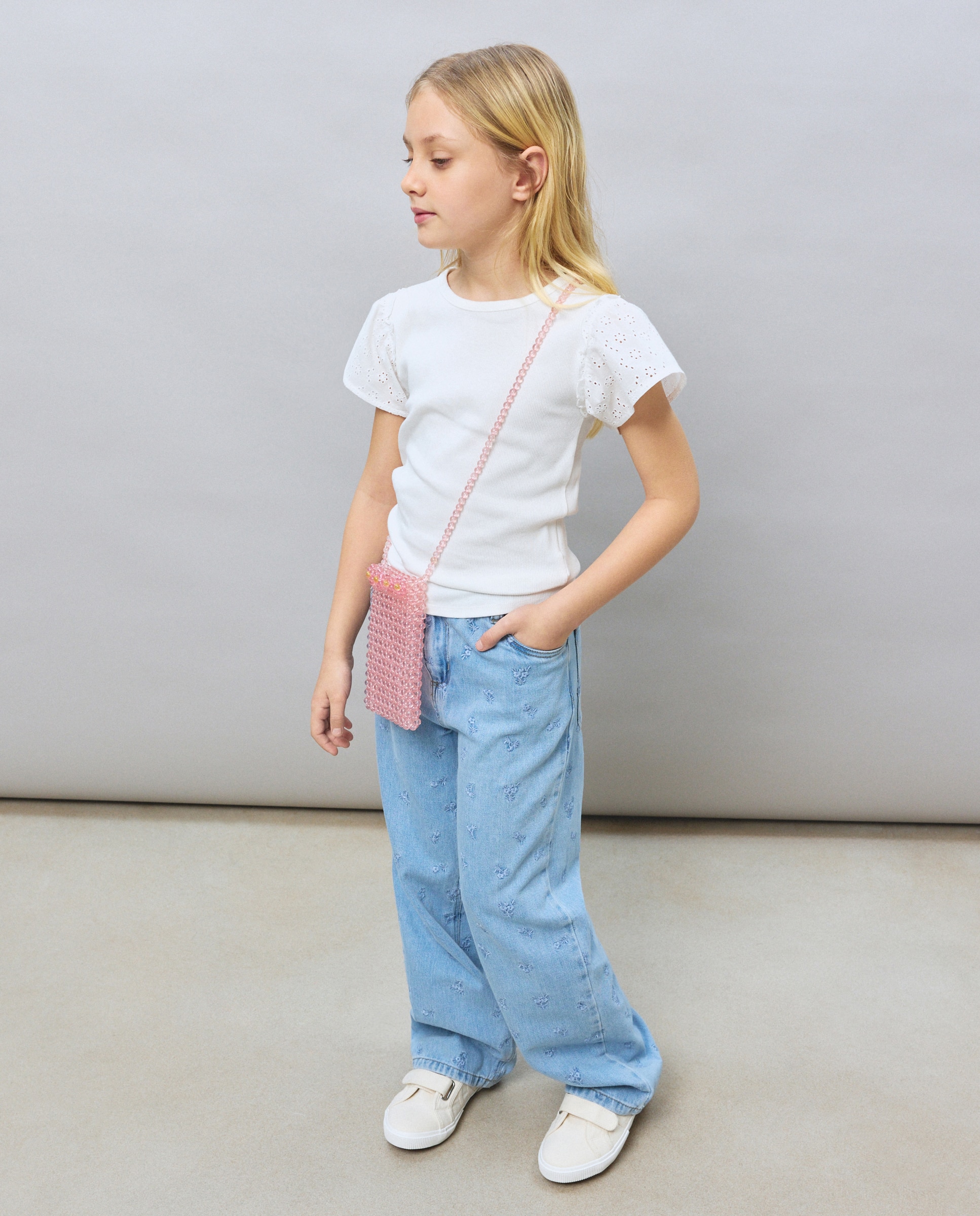 Camiseta romántica rib con manga corta shiffly de niña - Kids El Corte Inglés - Blanco roto Blanco roto-4