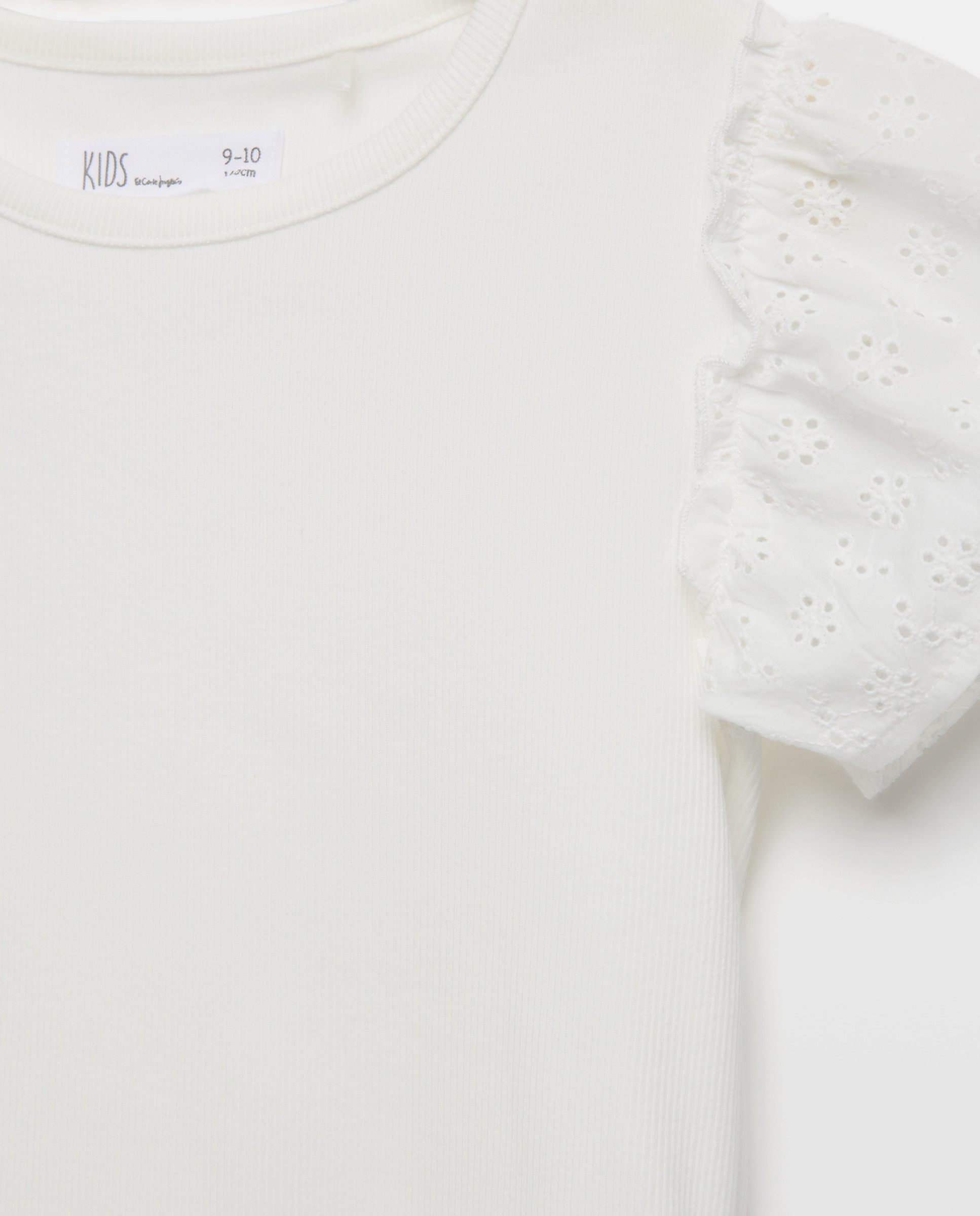 Camiseta romántica rib con manga corta shiffly de niña - Kids El Corte Inglés - Blanco roto Blanco roto-6