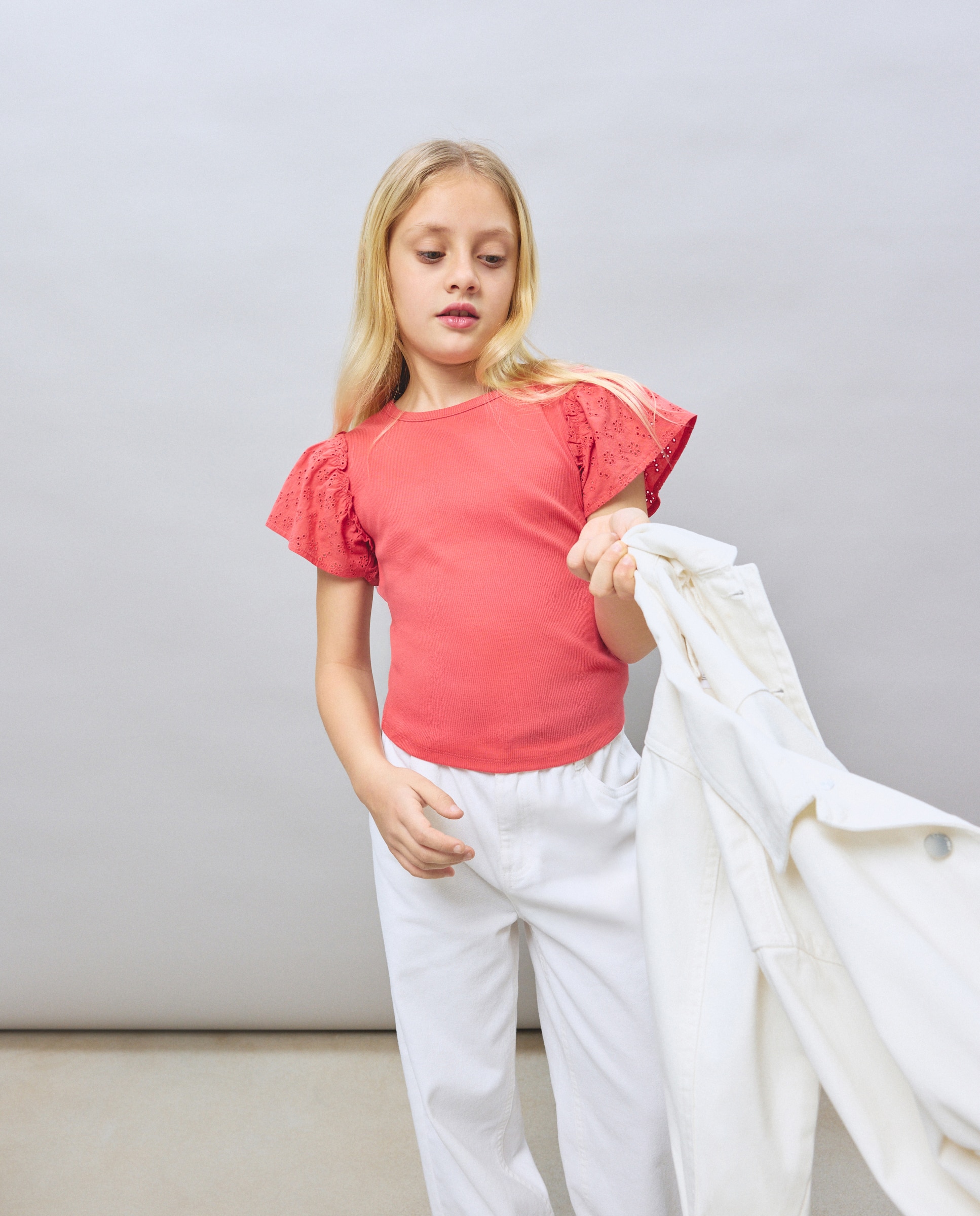 T-shirt Romântica Rib com Manga Curta Shiffly Kids El Corte Inglés 230 Rosa Escuro-2