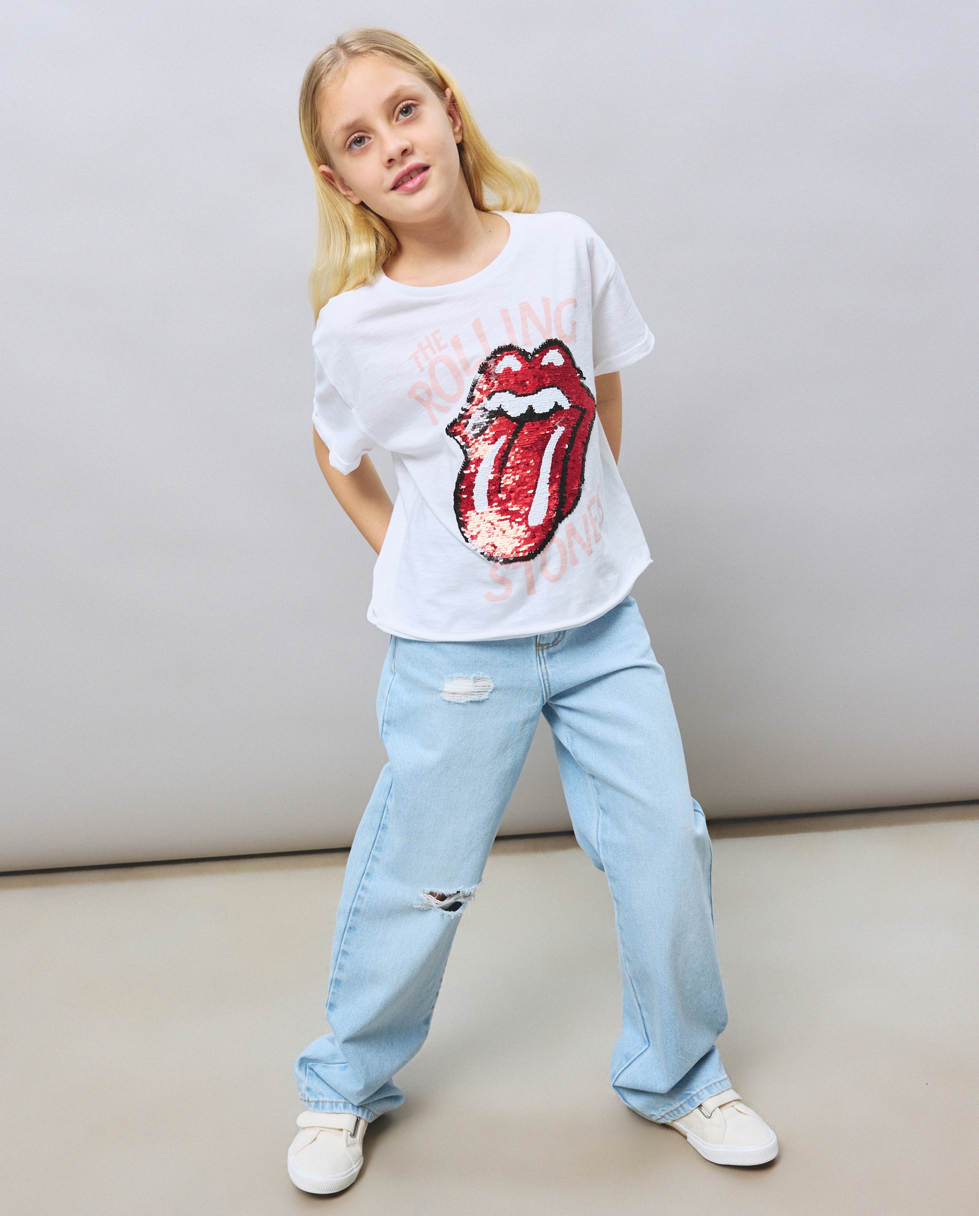 Imagem 0 de T-shirt com Estampado Rolling Stones de Lantejoulas à Frente