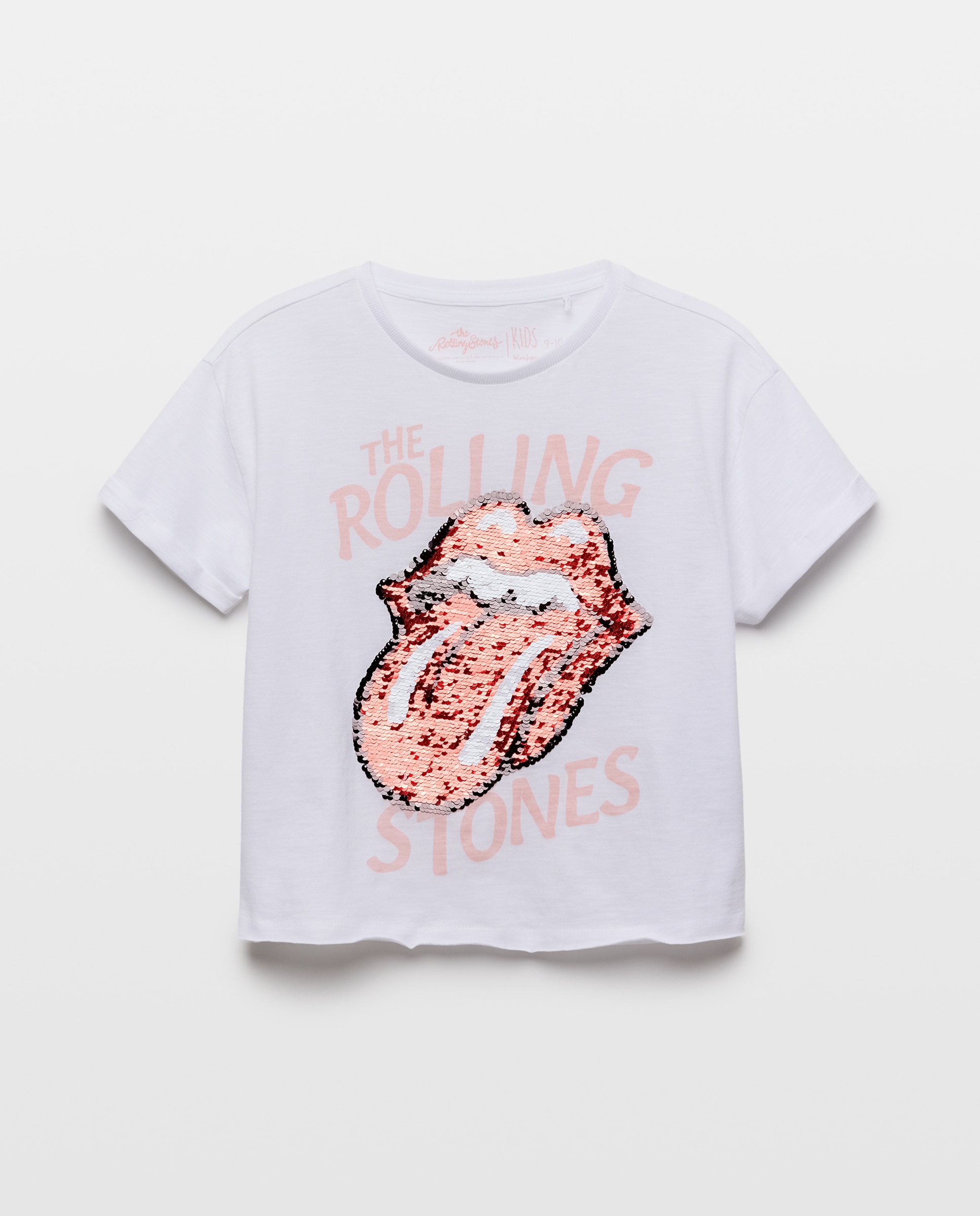 T-shirt com Estampado Rolling Stones de Lantejoulas à Frente Kids El Corte Inglés Branco-5