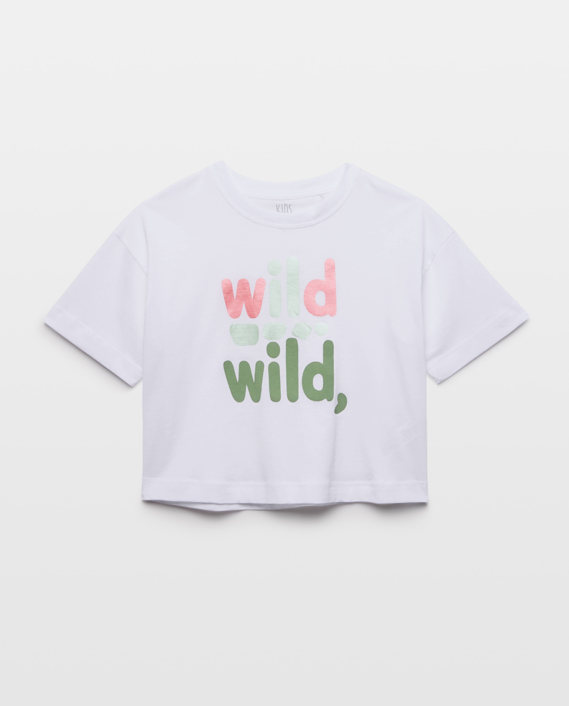 T-shirt de Manga Caída e Estampado Posicional Branco-5