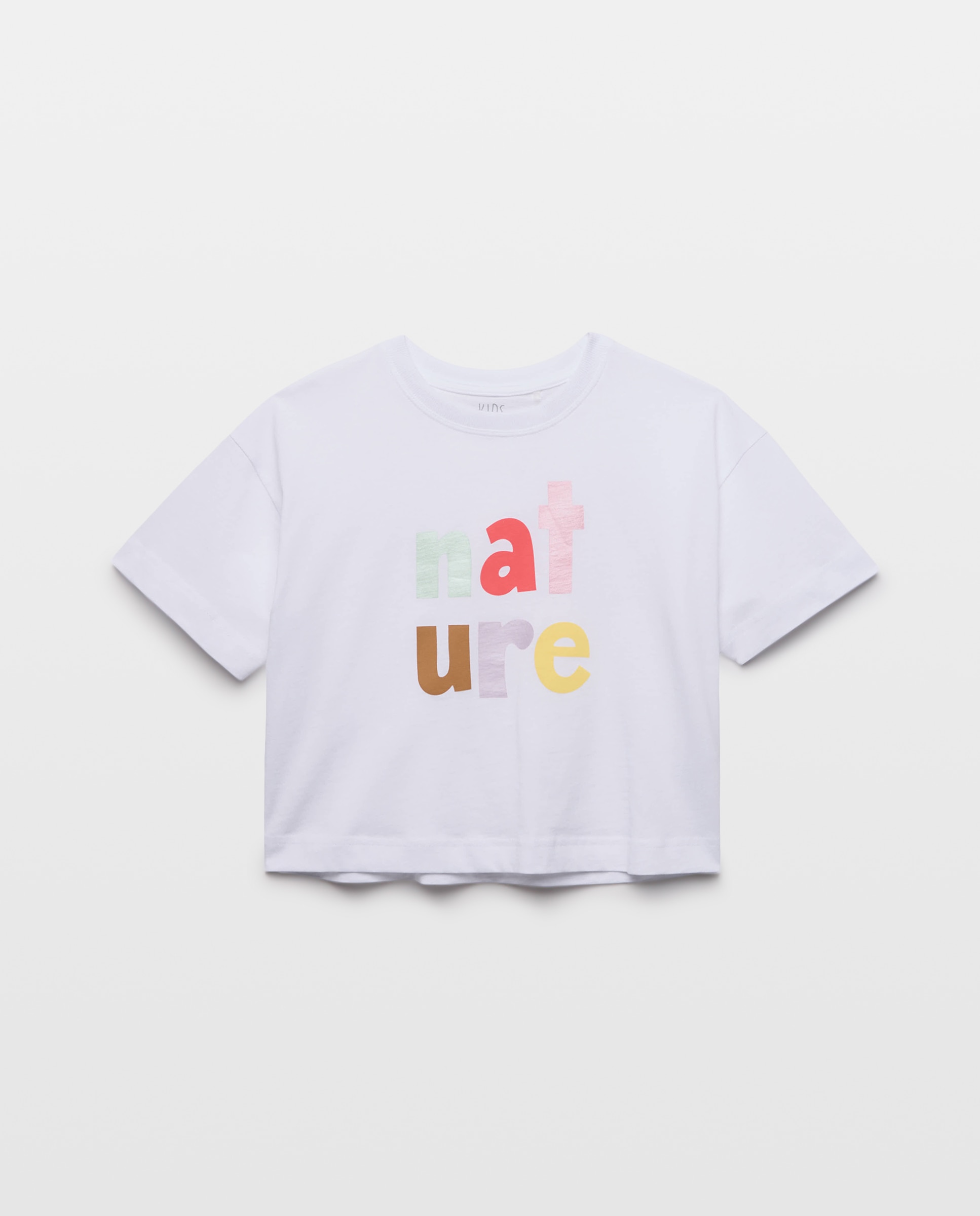 T-shirt de Manga Caída e Estampado Posicional Branco-4
