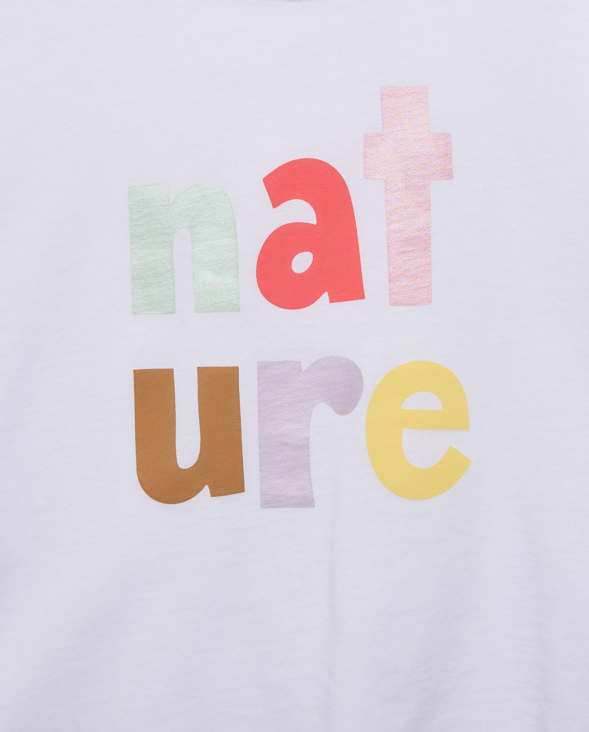 T-shirt de Manga Caída e Estampado Posicional Branco-5