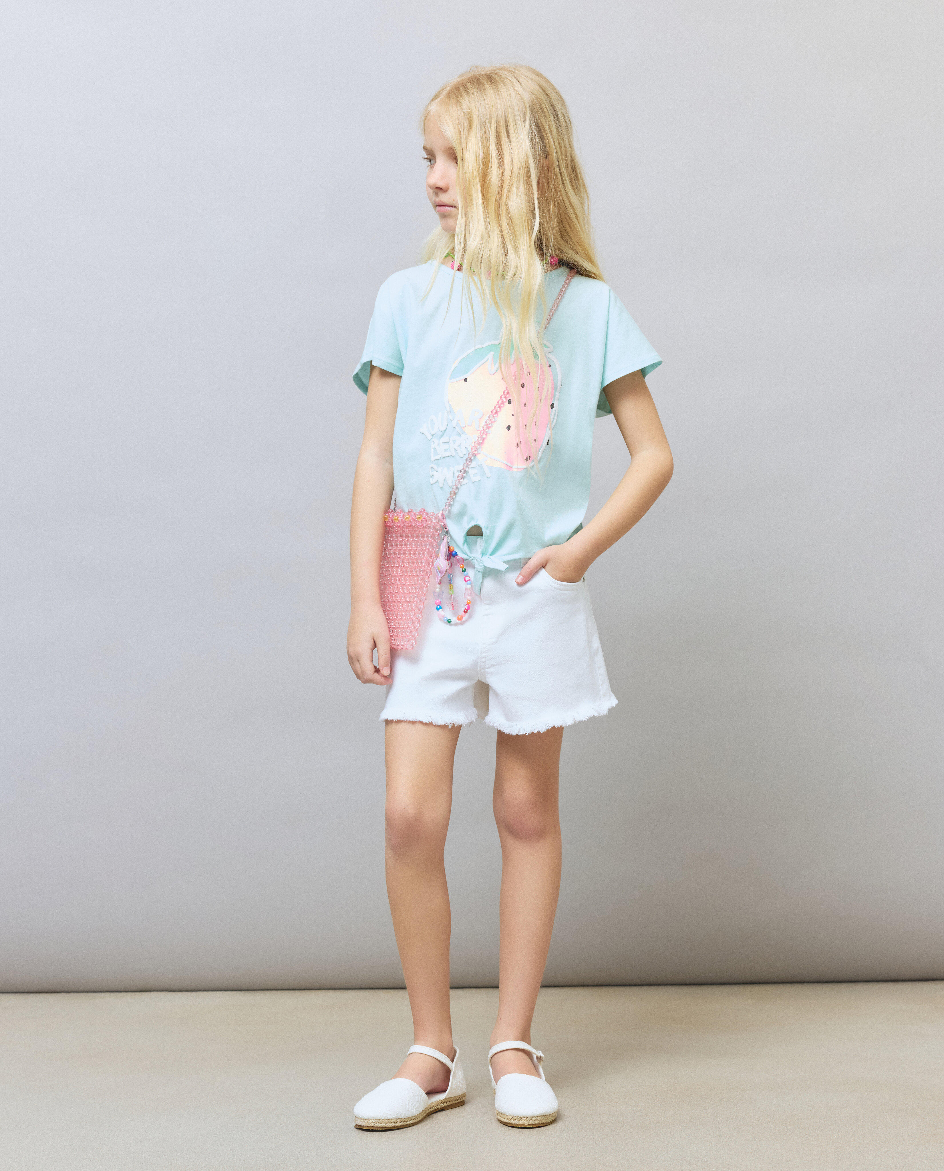 T-shirt com Estampado e Nó na Parte Inferior Kids El Corte Inglés Verde-2