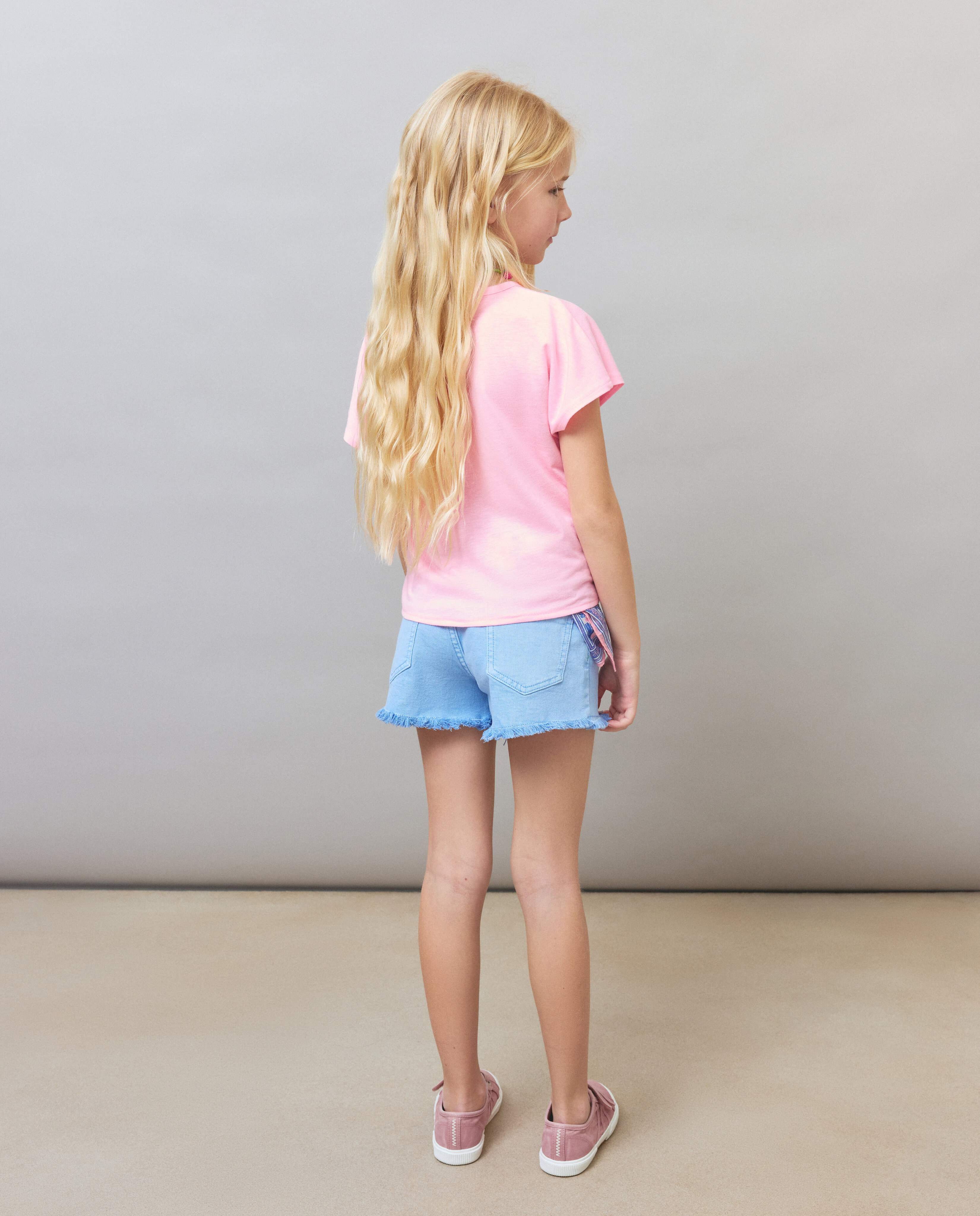 T-shirt com Estampado e Nó na Parte Inferior Kids El Corte Inglés Rosa-3