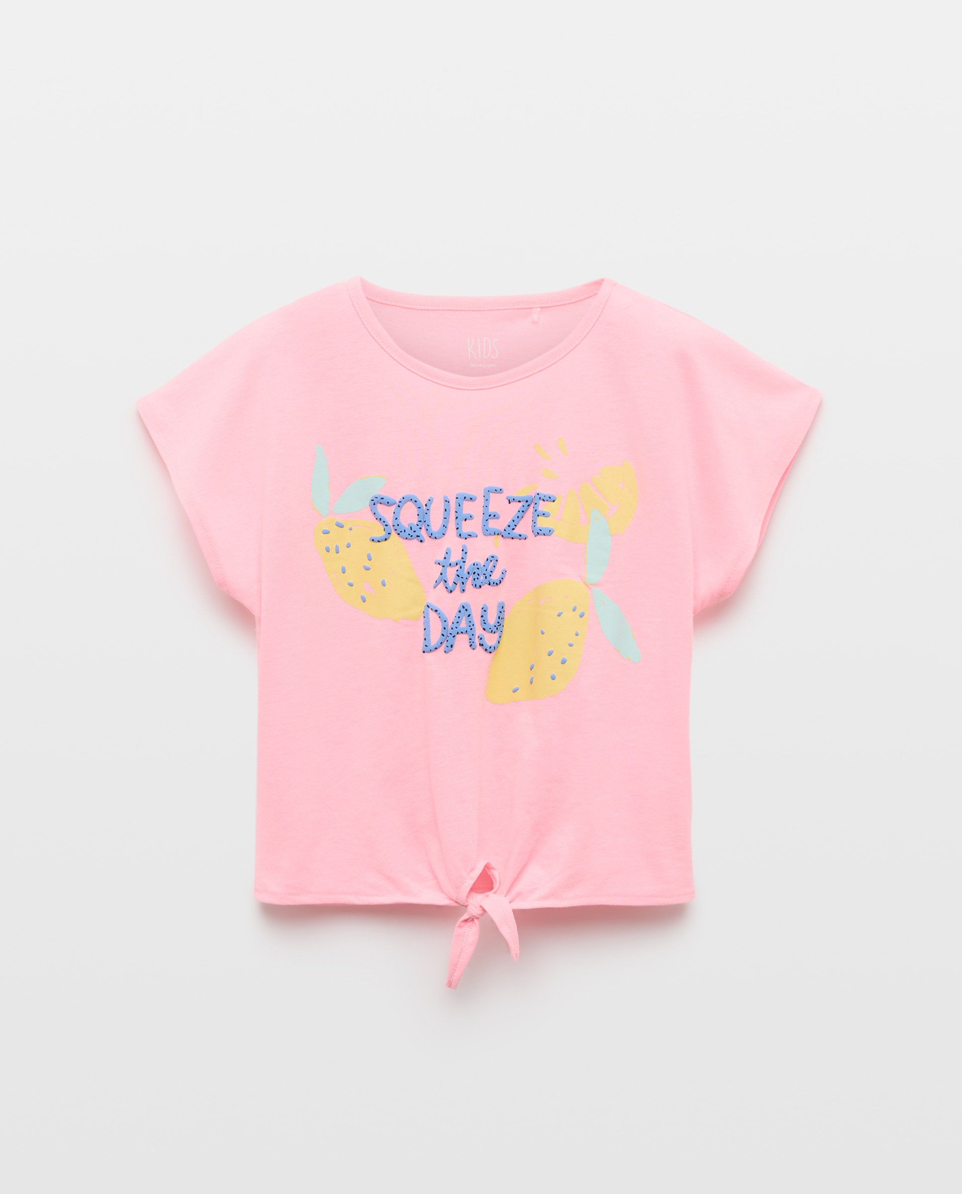 T-shirt com Estampado e Nó na Parte Inferior Kids El Corte Inglés Rosa-4