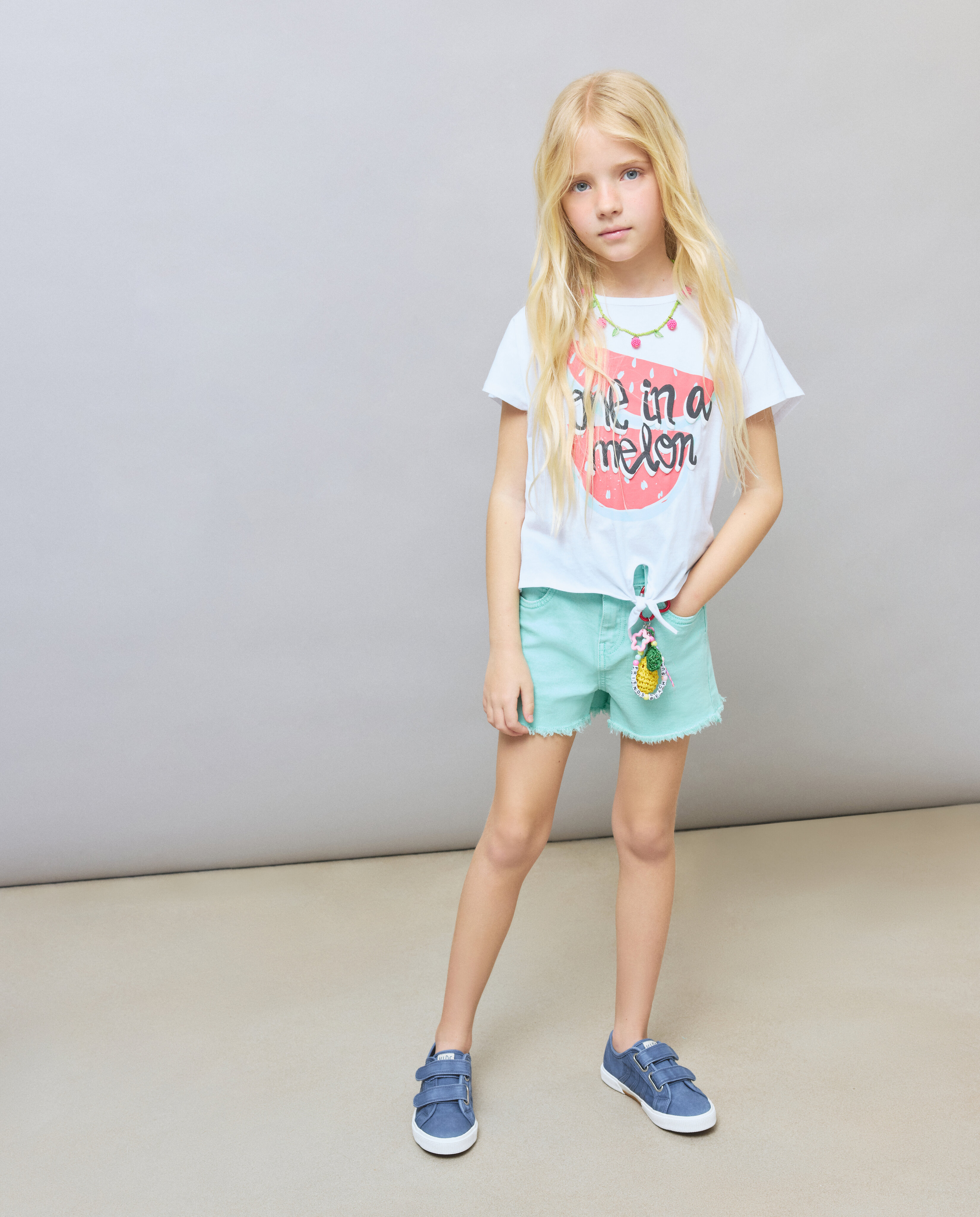 Camiseta de niña con estampado y nudo en bajo - Kids El Corte Inglés - Blanco Blanco-2