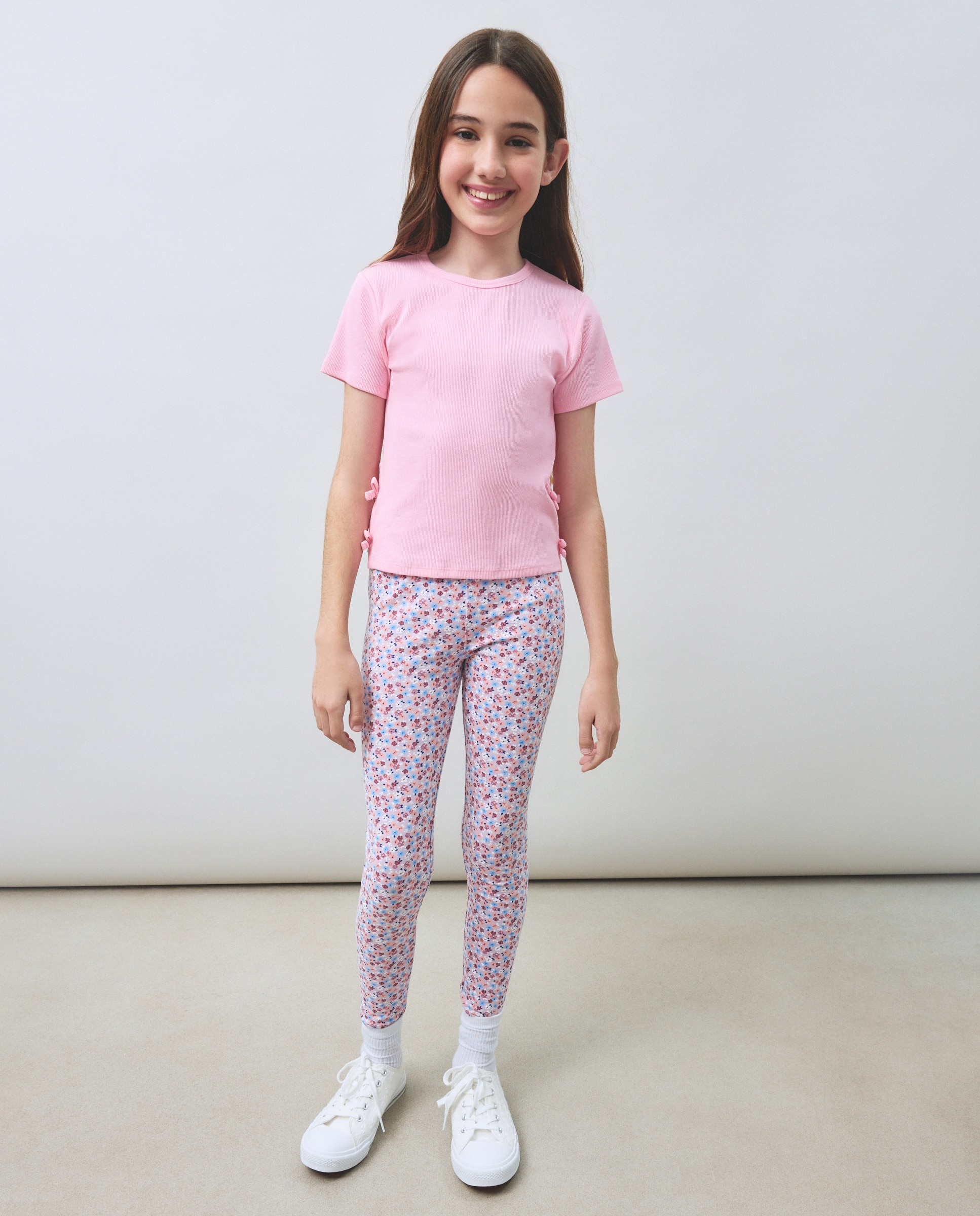 T-shirt de Manga Curta com Pequenos Laços Laterais 200 Rosa-1
