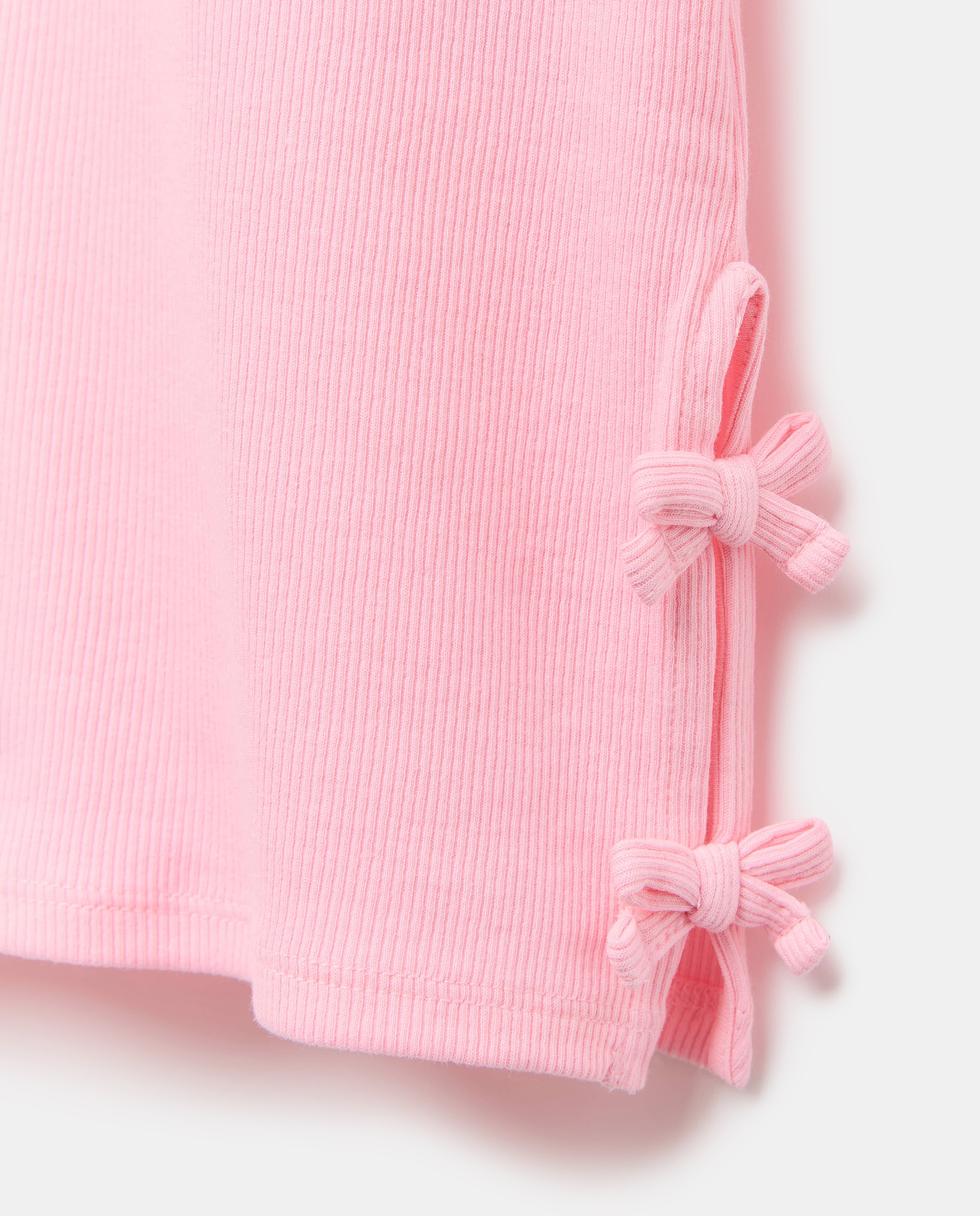 T-shirt de Manga Curta com Pequenos Laços Laterais 200 Rosa-5