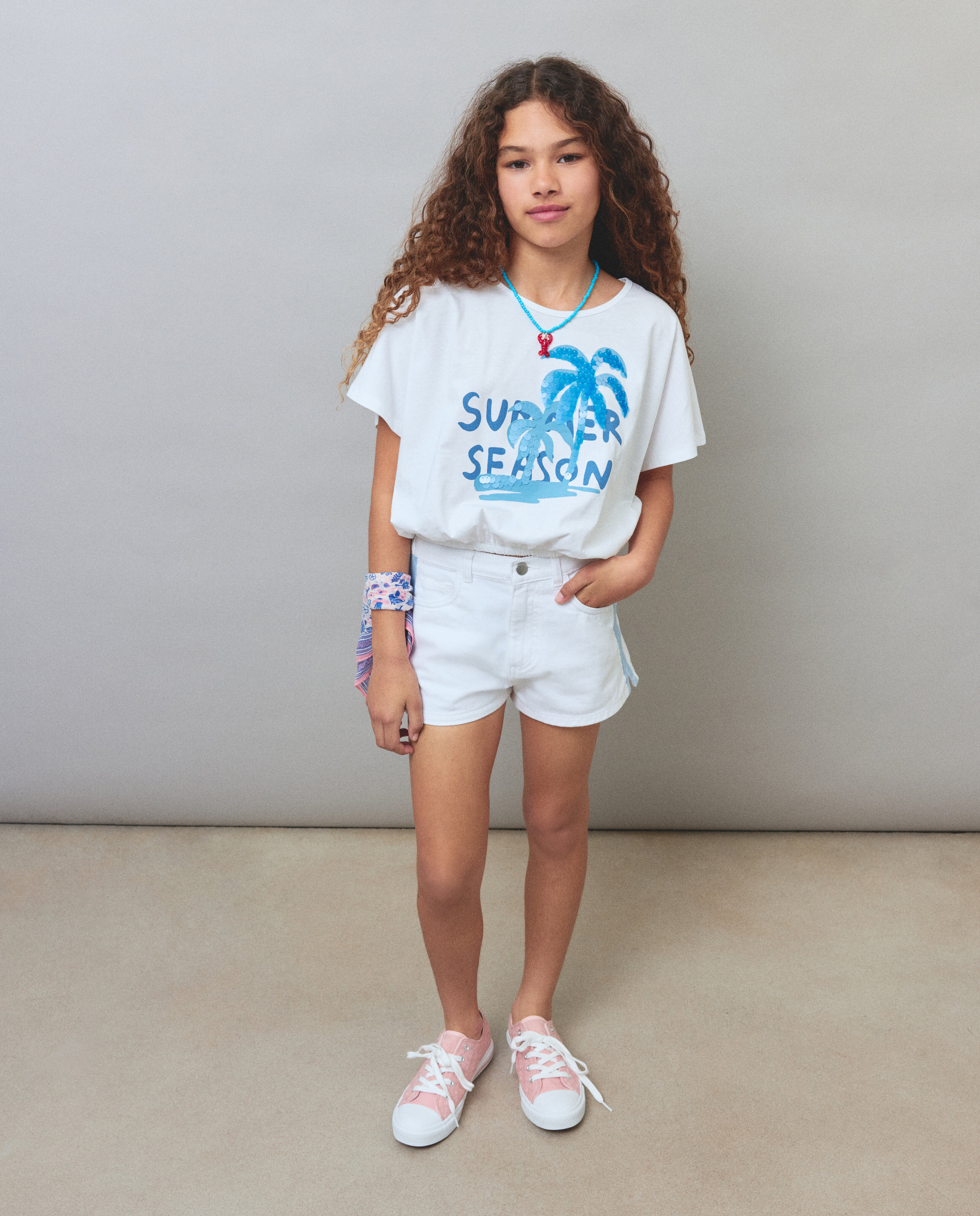 T-shirt de Manga Curta com Fantasia Kids El Corte Inglés Branco-2