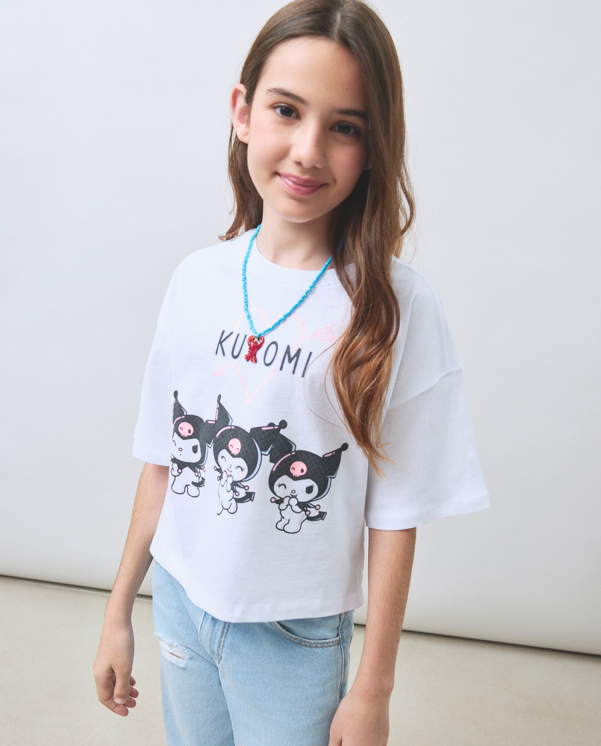 T-shirt de Manga Curta e Estampado Kuromi Kids El Corte Inglés Branco-4
