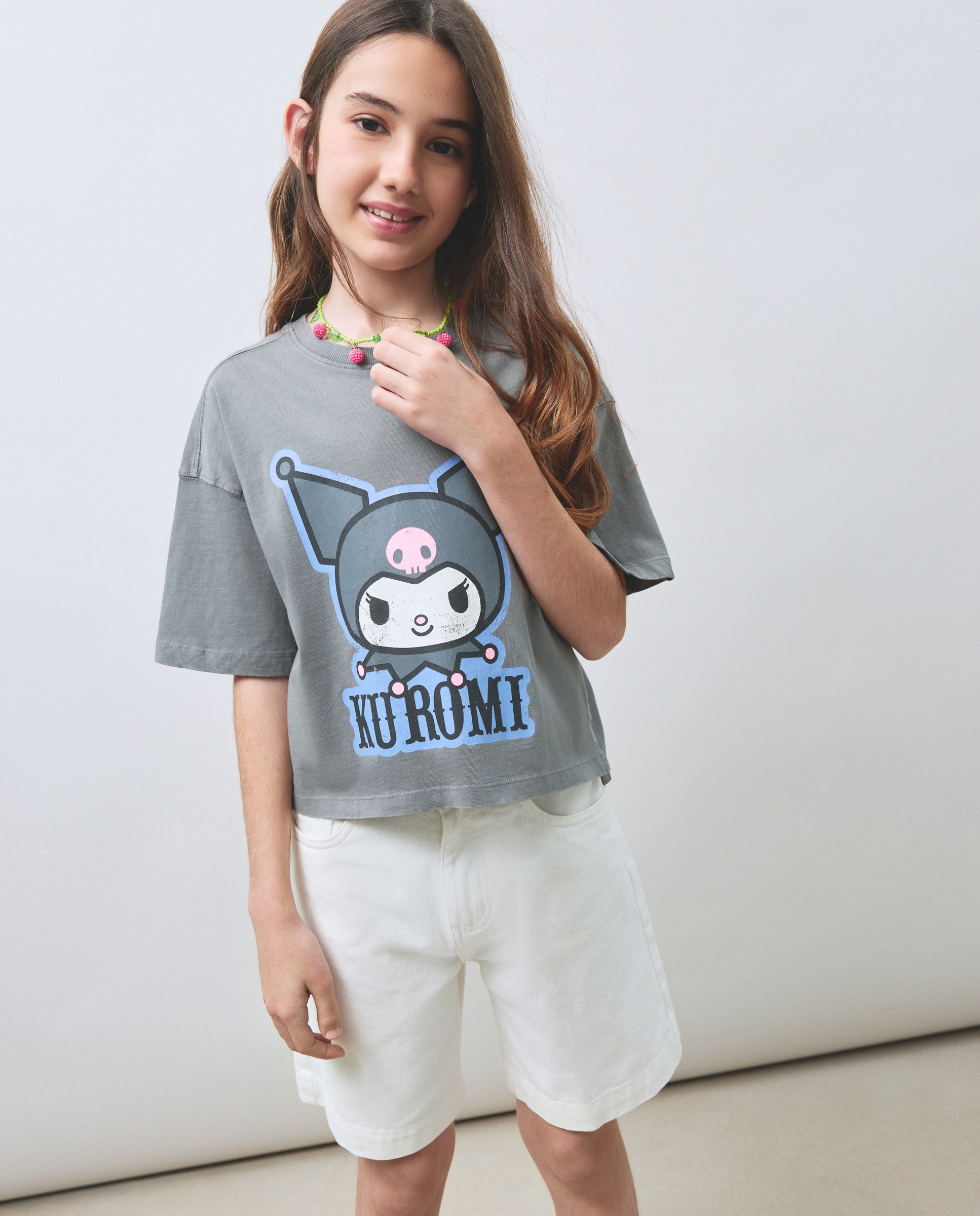 T-shirt de Manga Curta e Estampado Kuromi Kids El Corte Inglés Cinzento-2