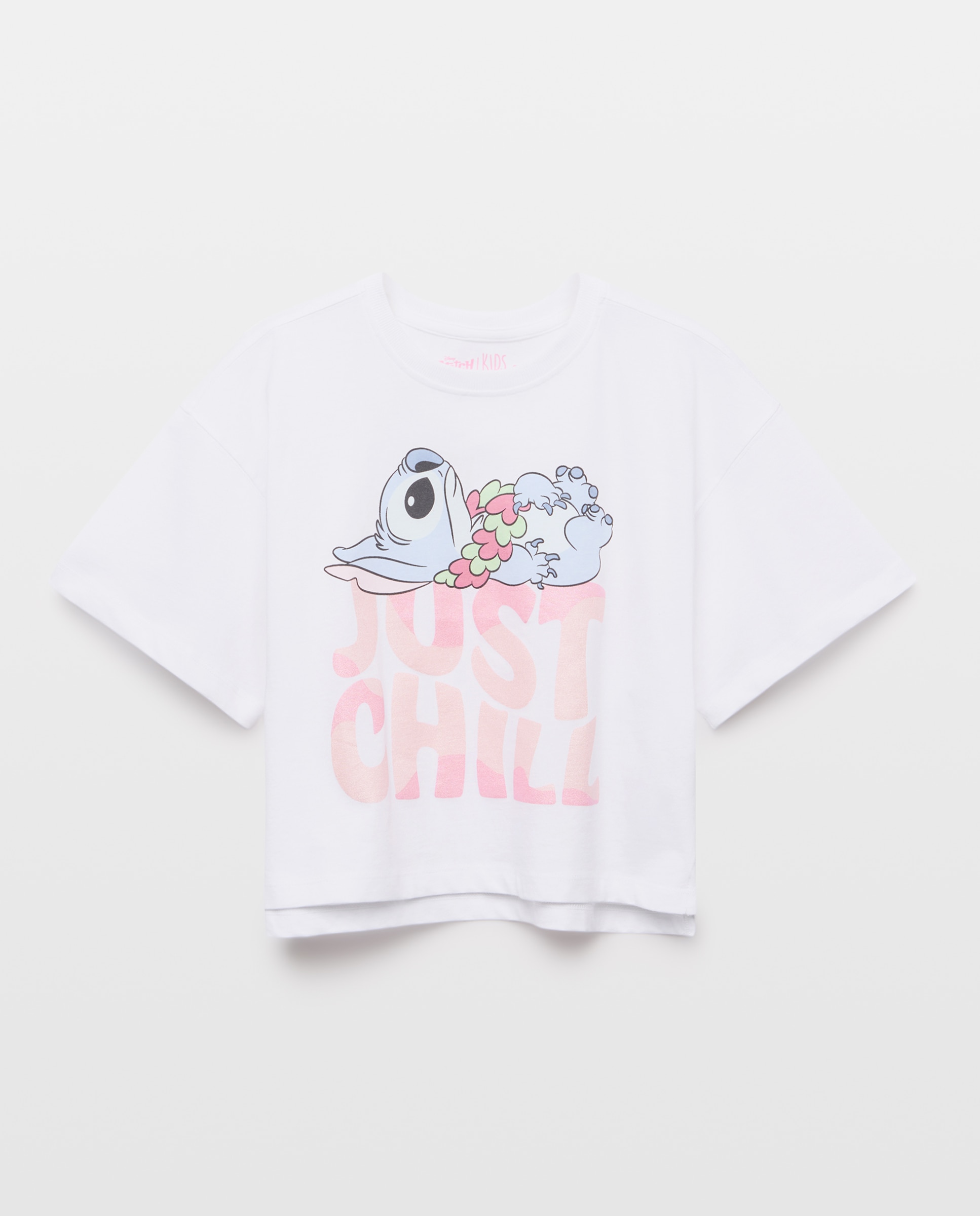 T-shirt de Manga Curta com Estampado Posicional Licença Stitch Kids El Corte Inglés Branco-4