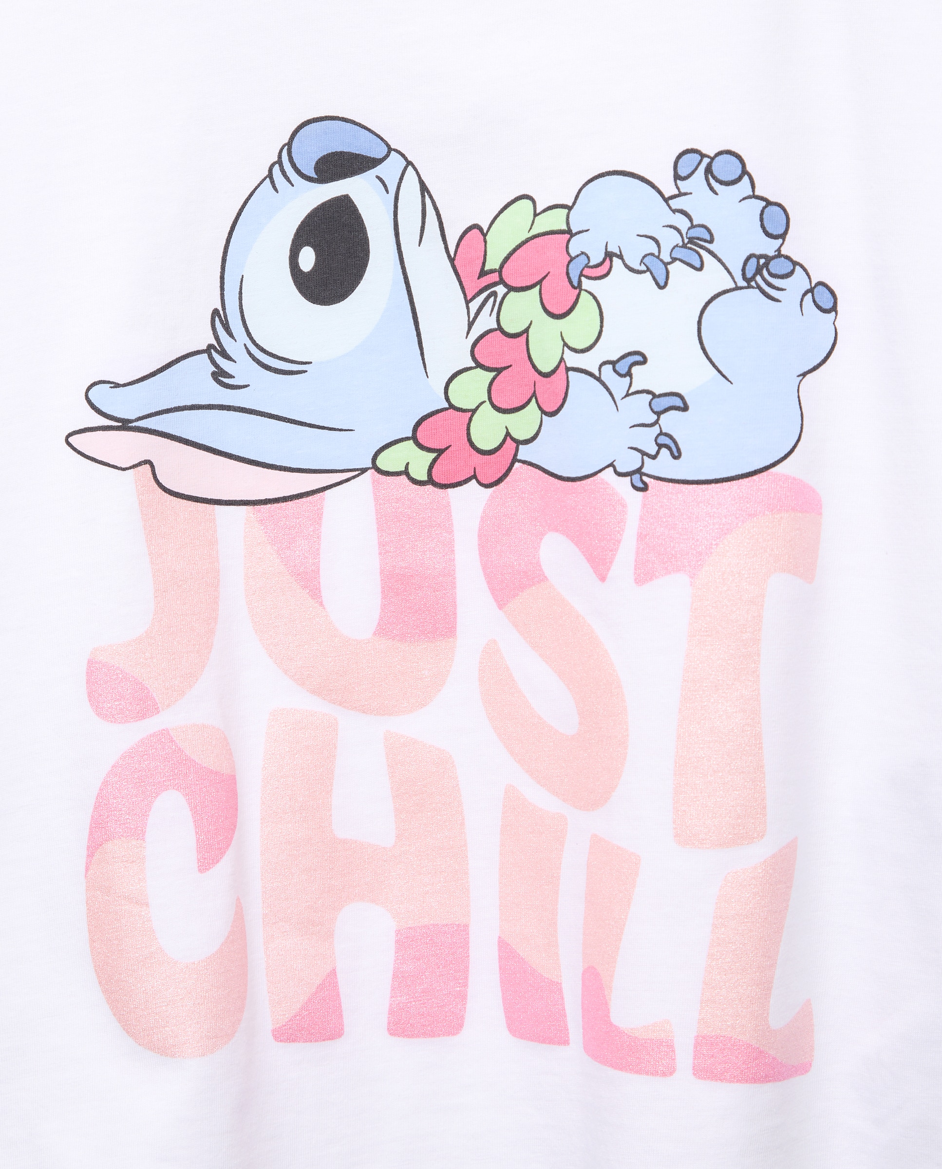 T-shirt de Manga Curta com Estampado Posicional Licença Stitch Kids El Corte Inglés Branco-5