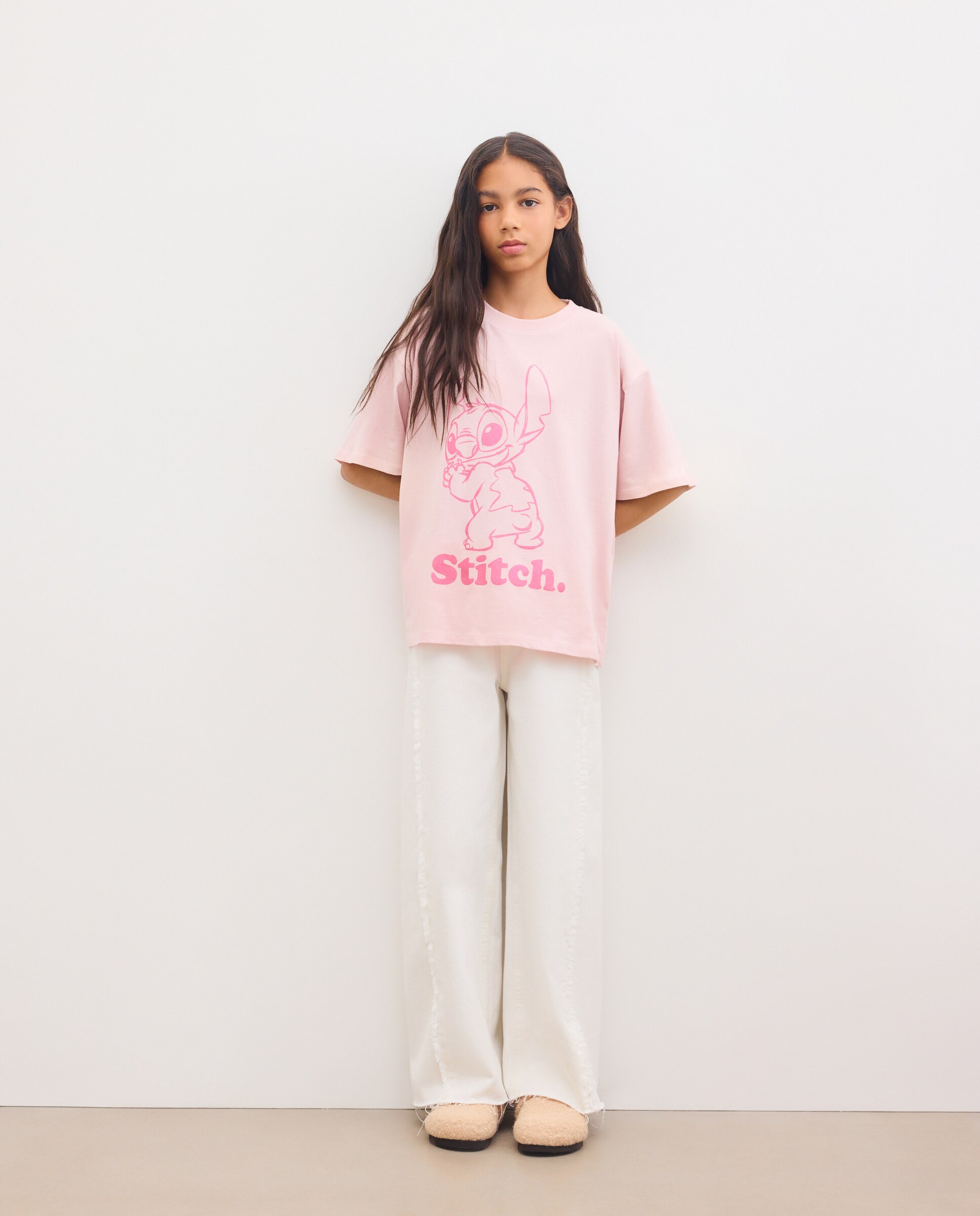 Camiseta de niña manga corta estampado STITCH tone to tone - Kids El Corte Inglés - Rosa Rosa-2