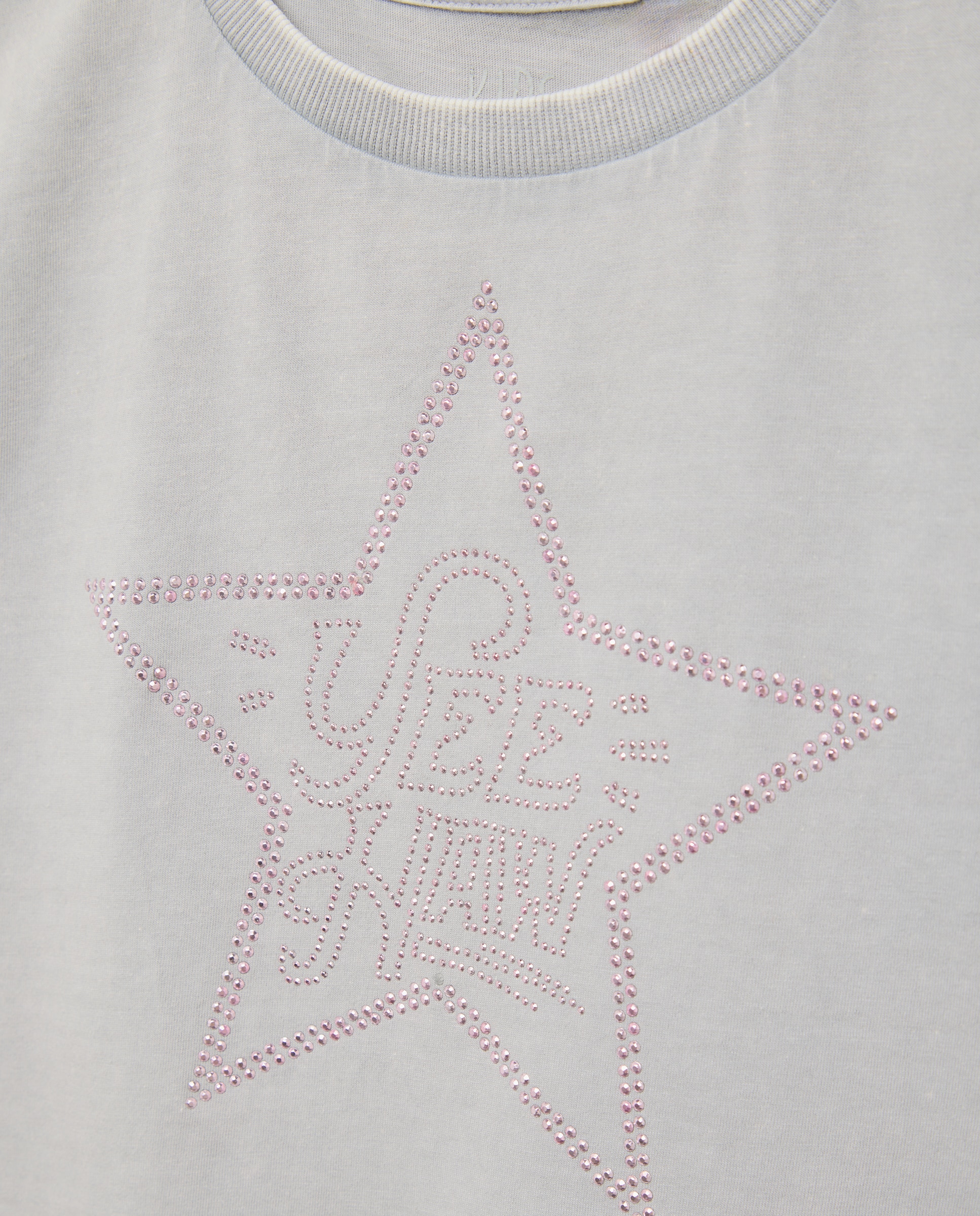 T-shirt de Manga Curta com Estampado Posicional Hot Fix de Fantasia Cinzento-claro-6