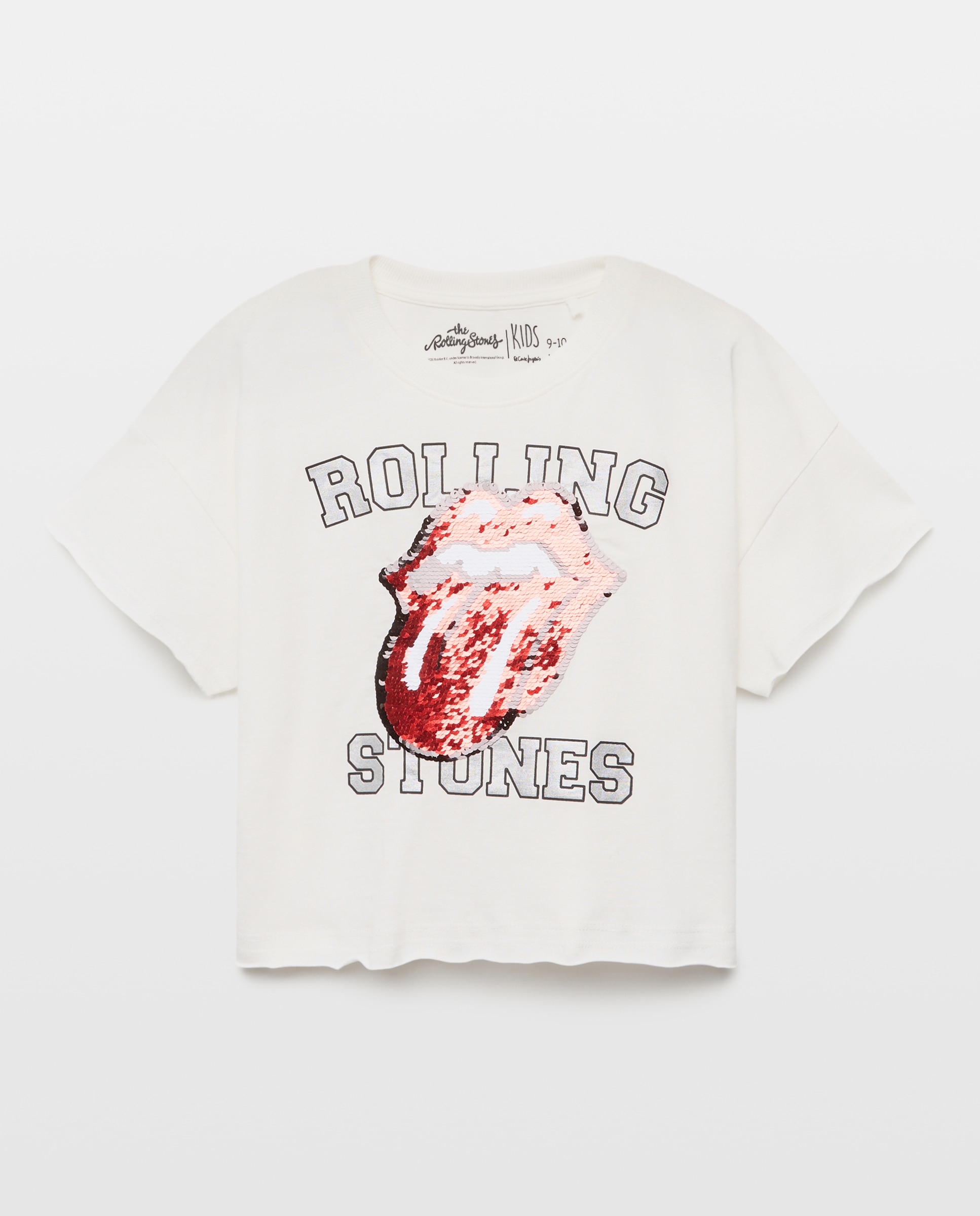 Camiseta de niña manga corta print posicional ROLLING STONES lentejuelas reversibles - Kids El Corte Inglés - Blanco roto Blanco roto-4