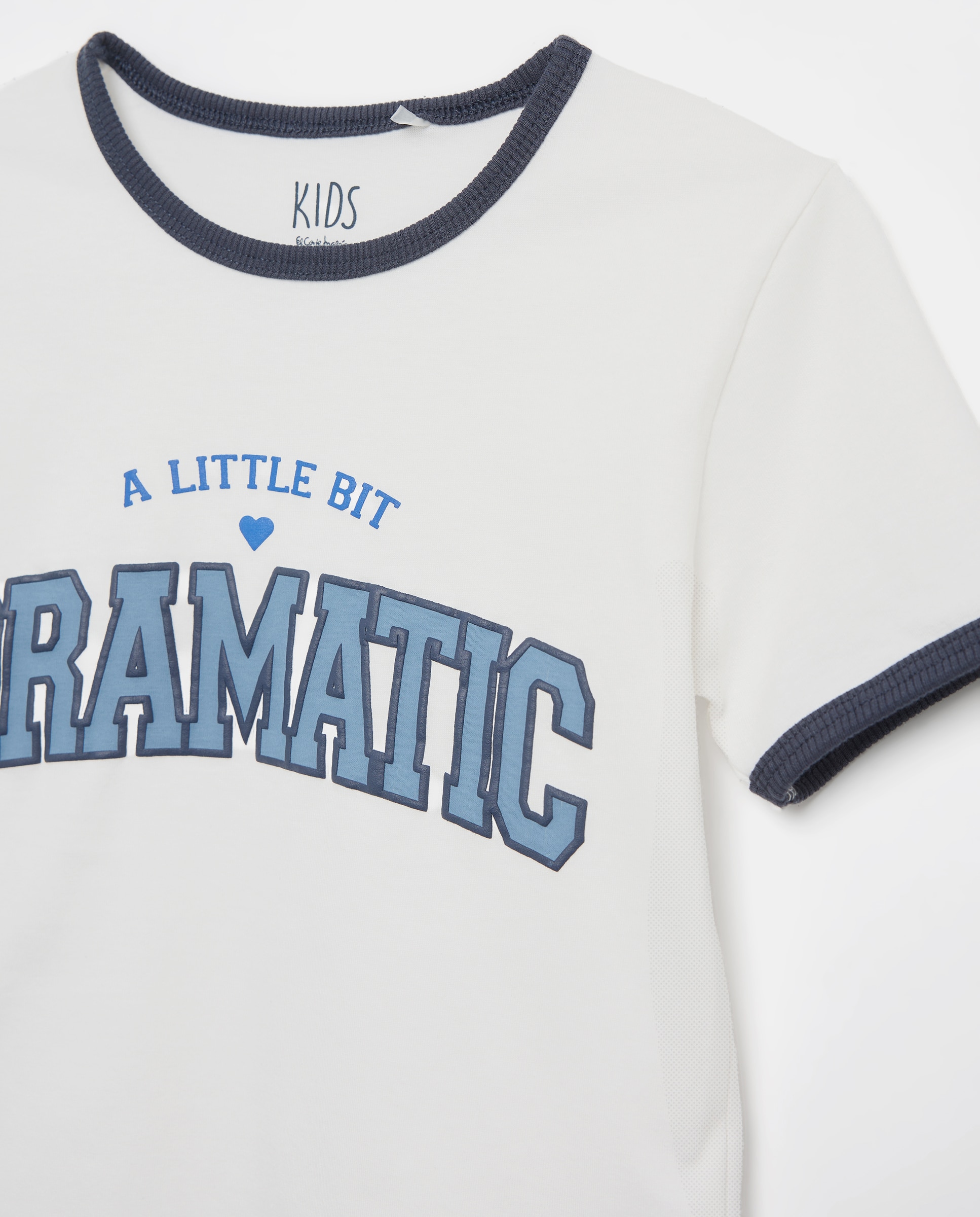 Camiseta manga corta posicional estilo college "dramatic" con vivos a contraste de niña - Kids El Corte Inglés - Blanco Blanco-5