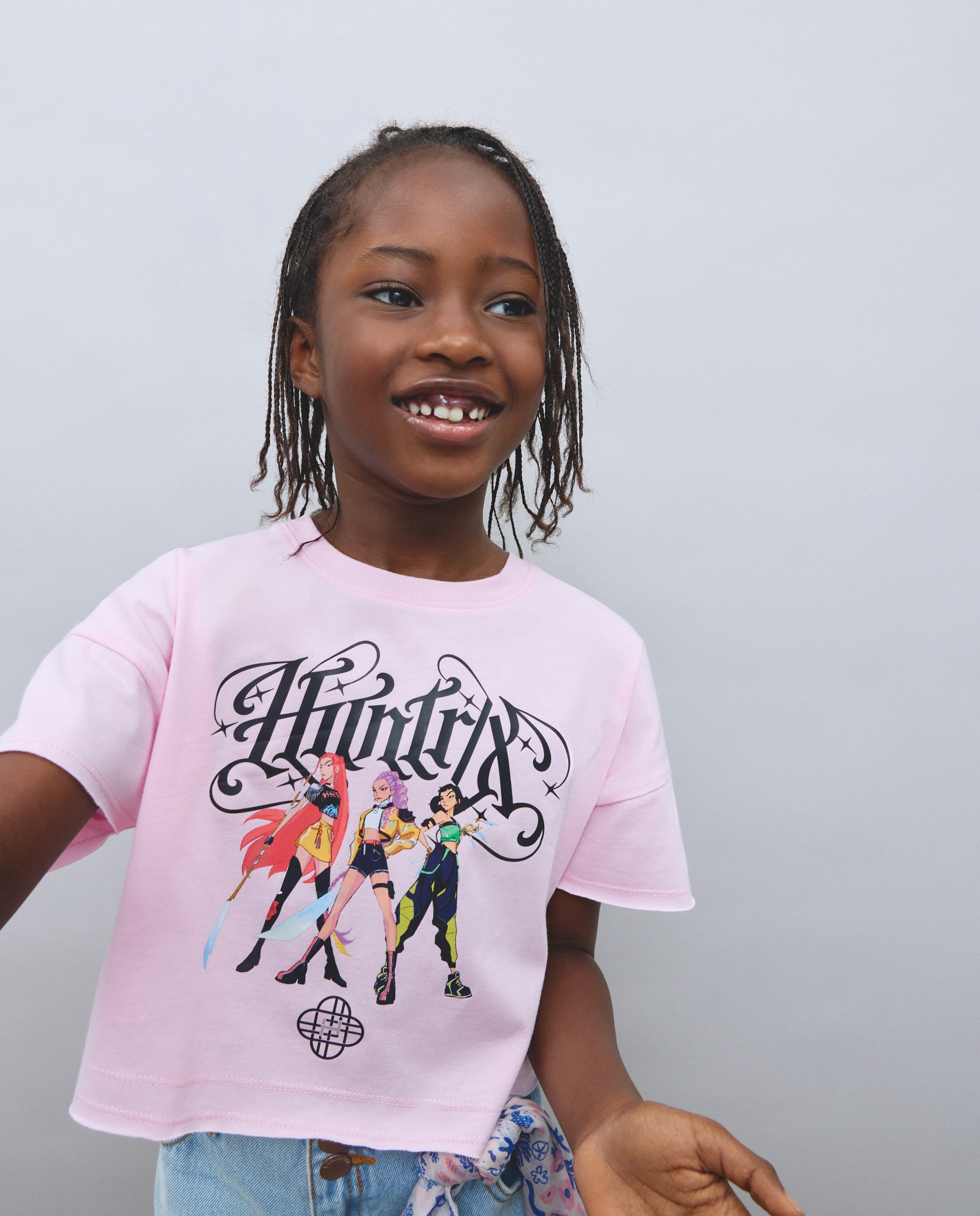 T-shirt de Manga Curta com Estampado Posicional KPOP no Peito Kids El Corte Inglés Rosa-2