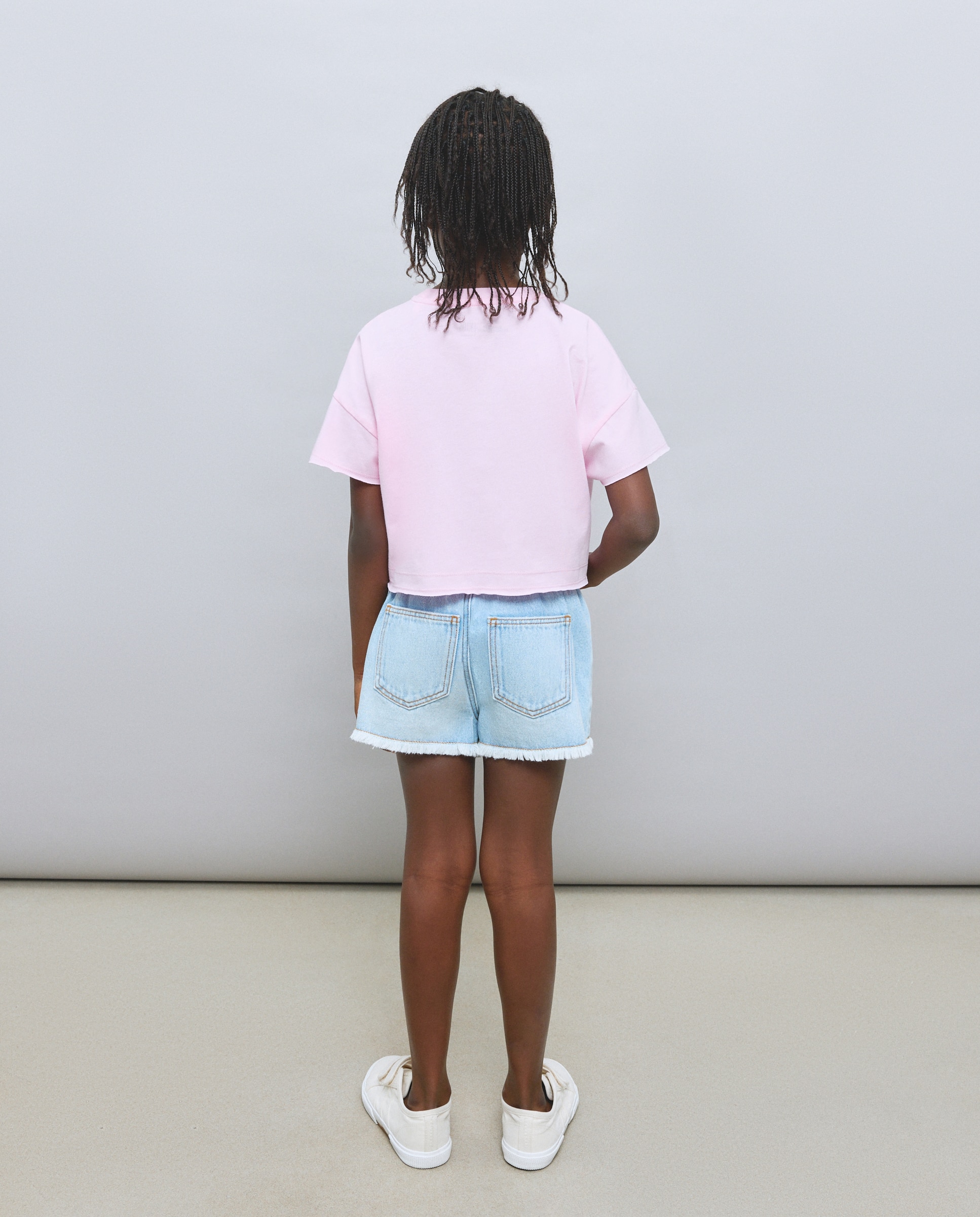T-shirt de Manga Curta com Estampado Posicional KPOP no Peito Kids El Corte Inglés Rosa-3