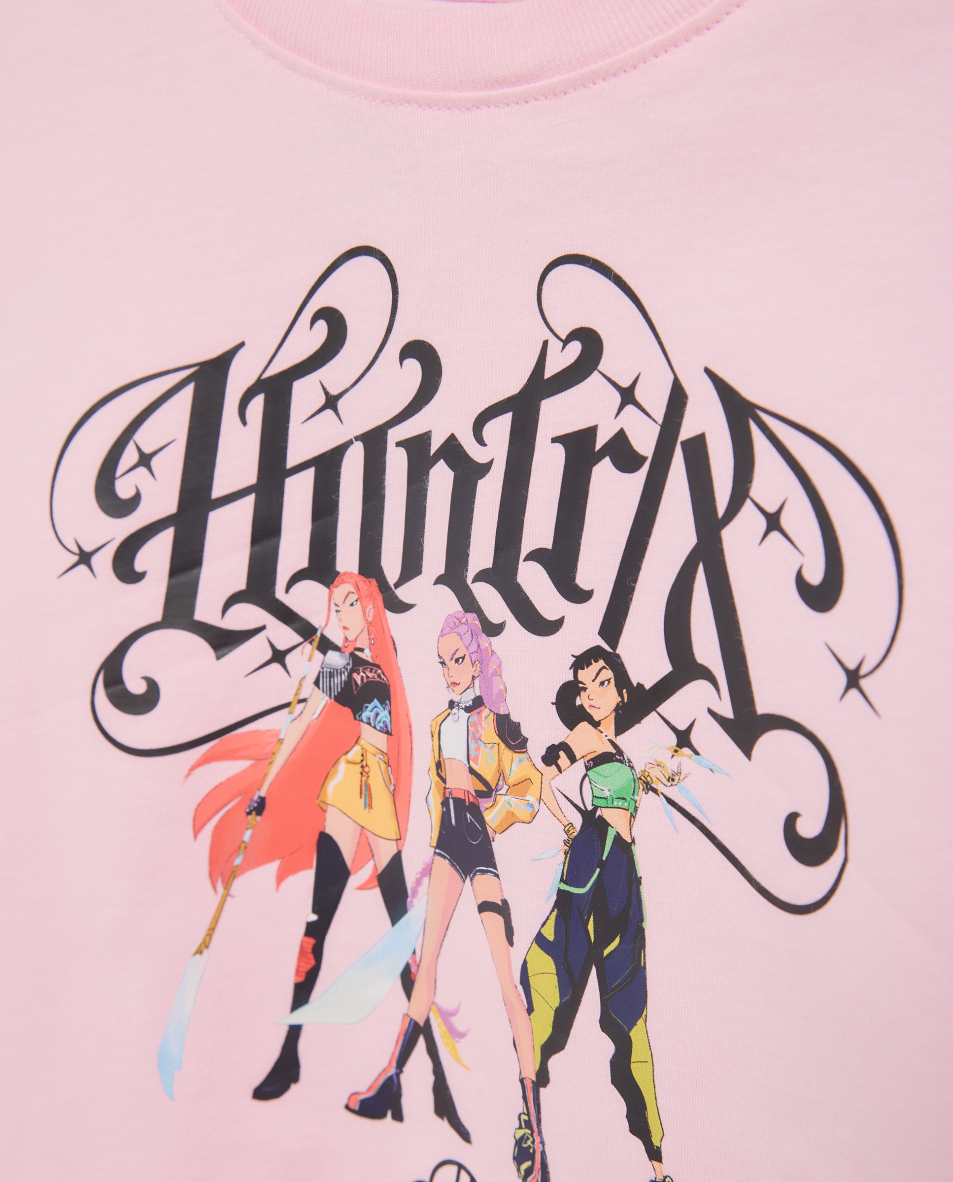 T-shirt de Manga Curta com Estampado Posicional KPOP no Peito Kids El Corte Inglés Rosa-5