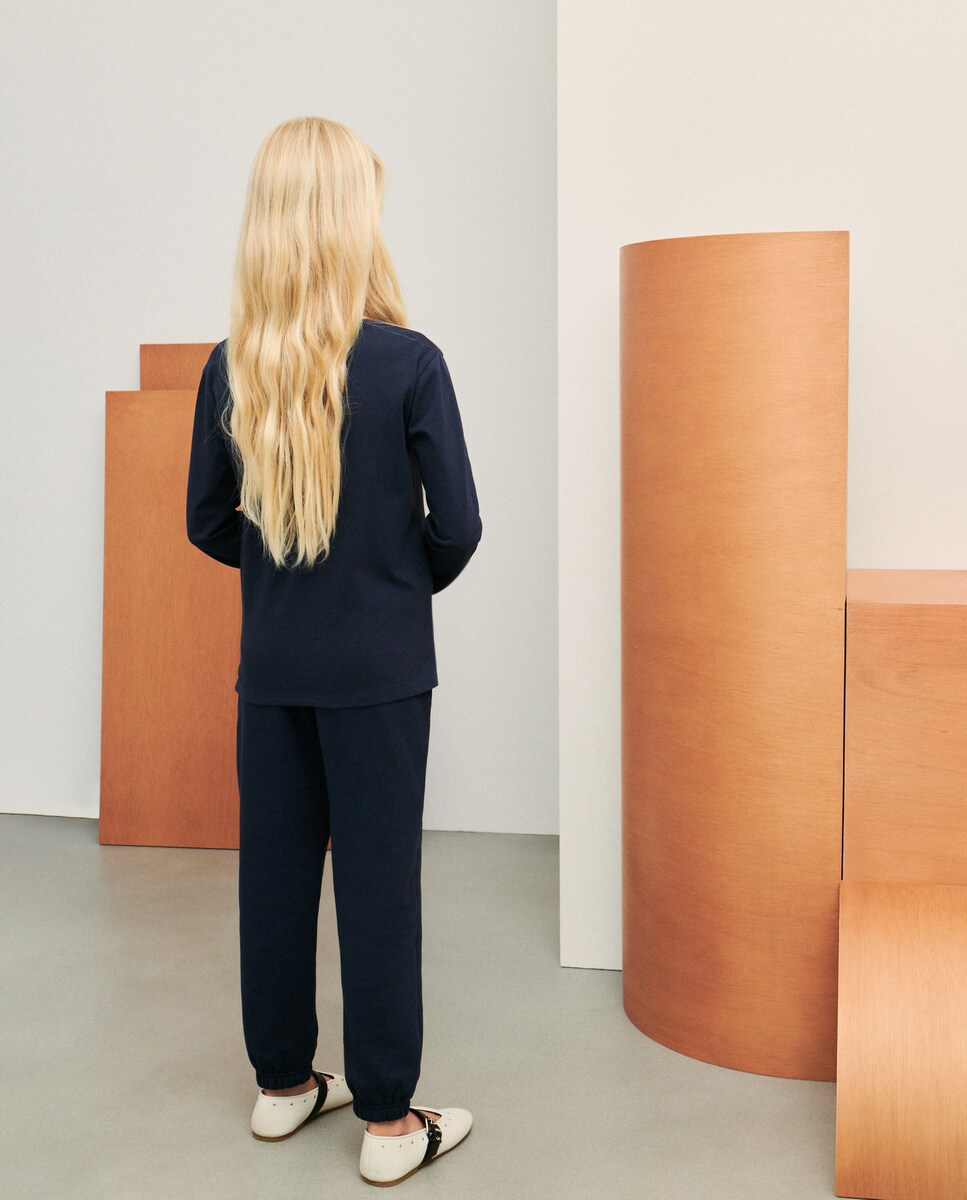 Camisola de Manga Comprida com Estampado Posicional Azul-3