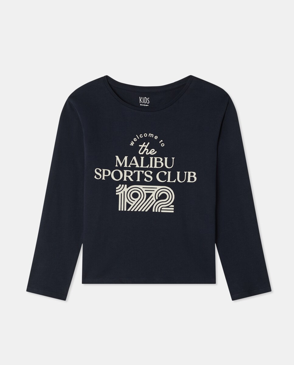 Camisola de Manga Comprida com Estampado Posicional Azul-4