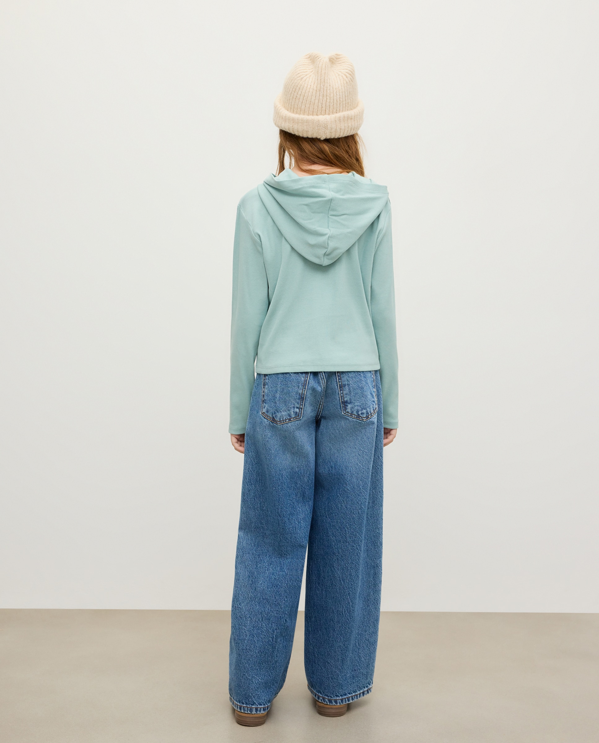 Camisola de Manga Comprida com Capuz Debruado Sabão-3