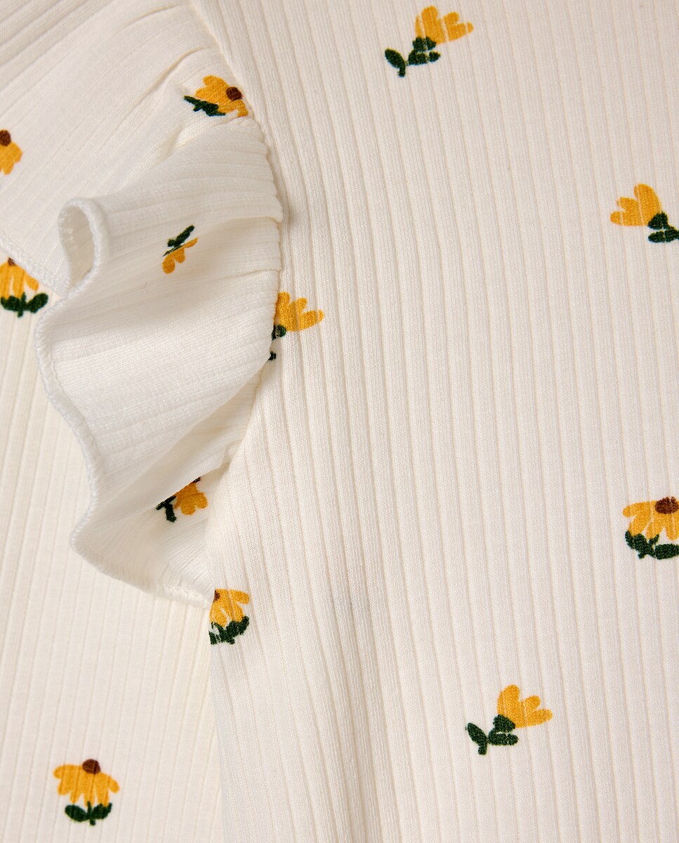 Camisola de Manga Comprida Rib com All Over Print com Folho no Ombro Azul-6