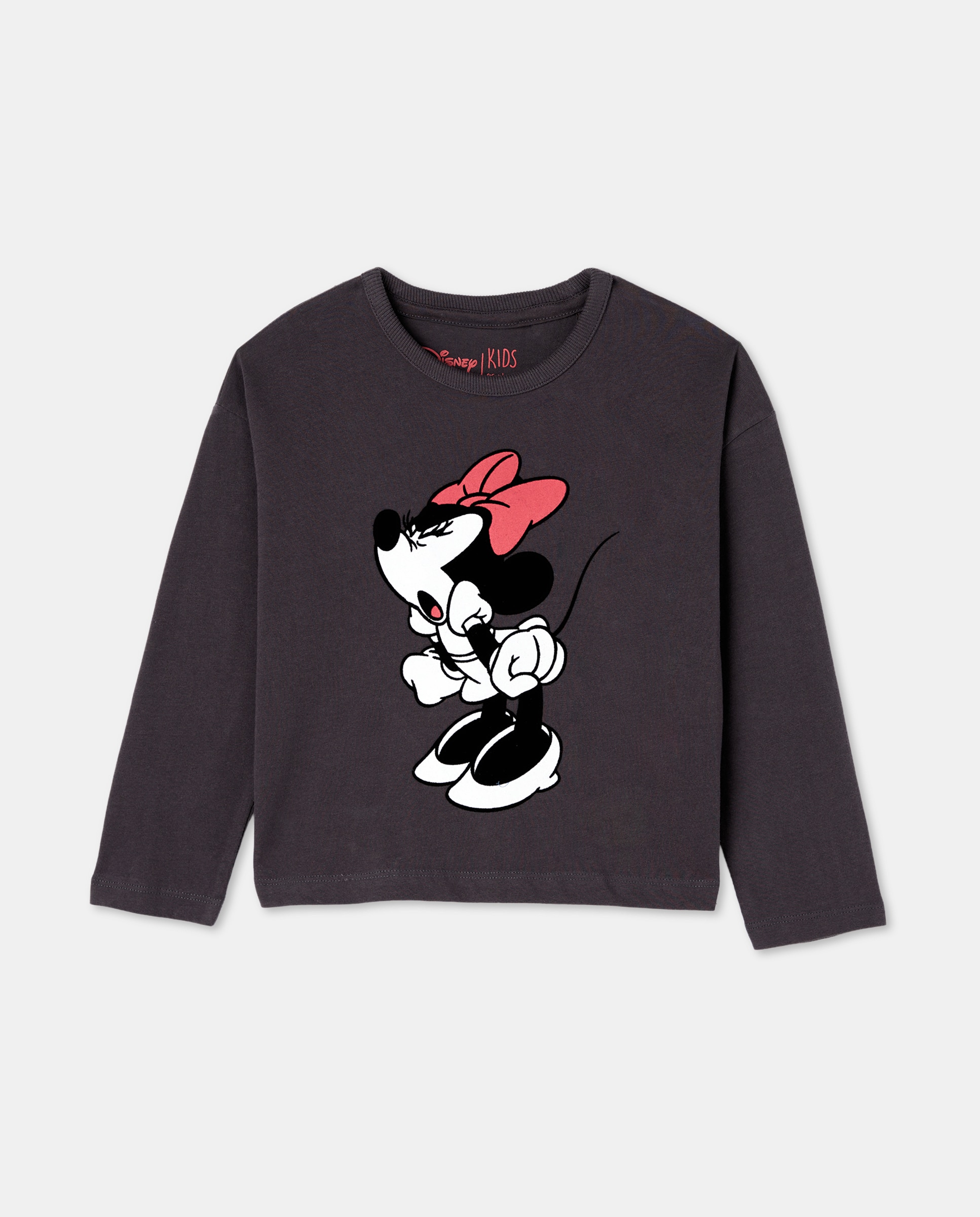 Camisola de Manga Comprida com Estampado da Minnie Cinzento-4