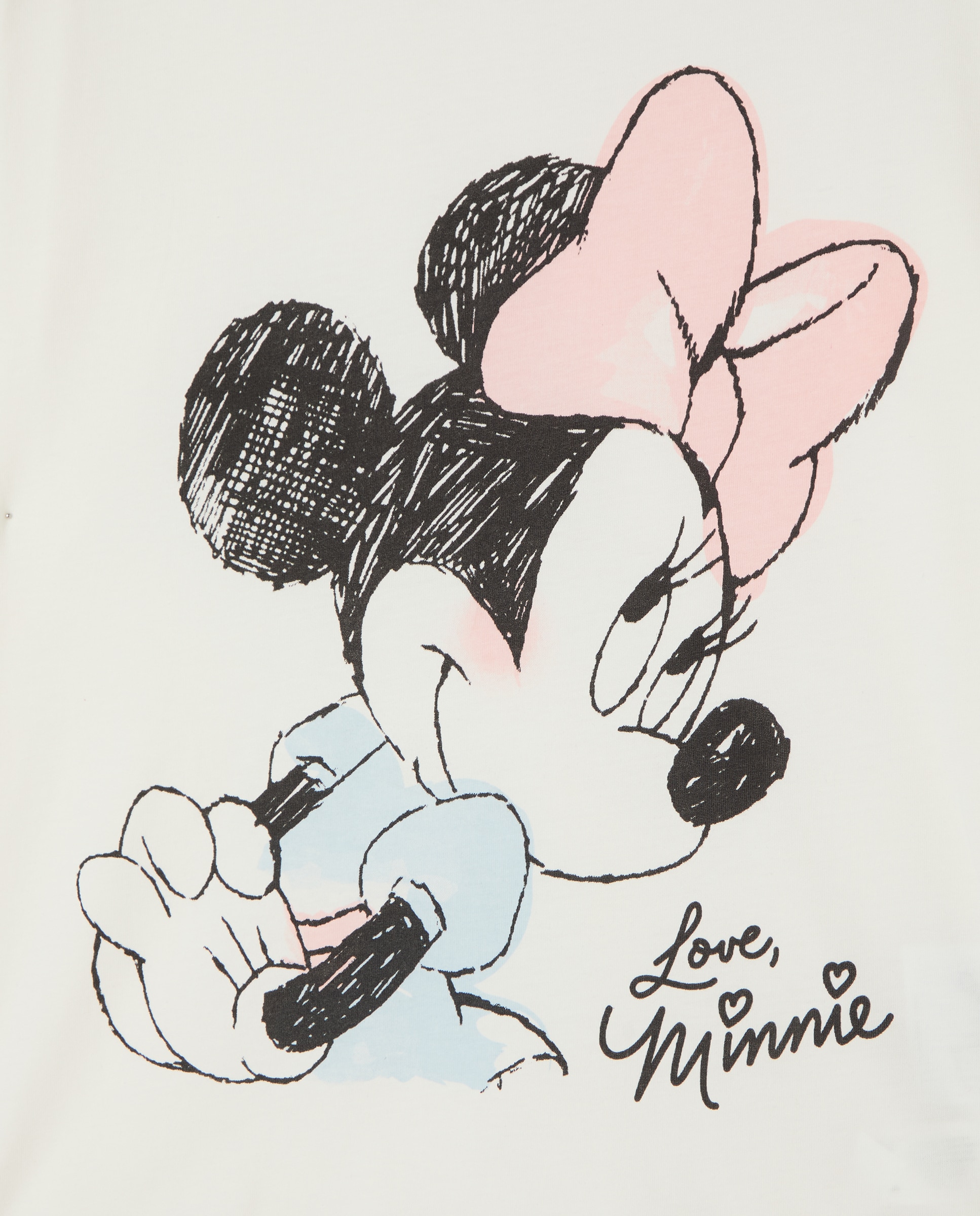 Camisola de Manga Comprida com Estampado da Minnie Branco-marfim-6
