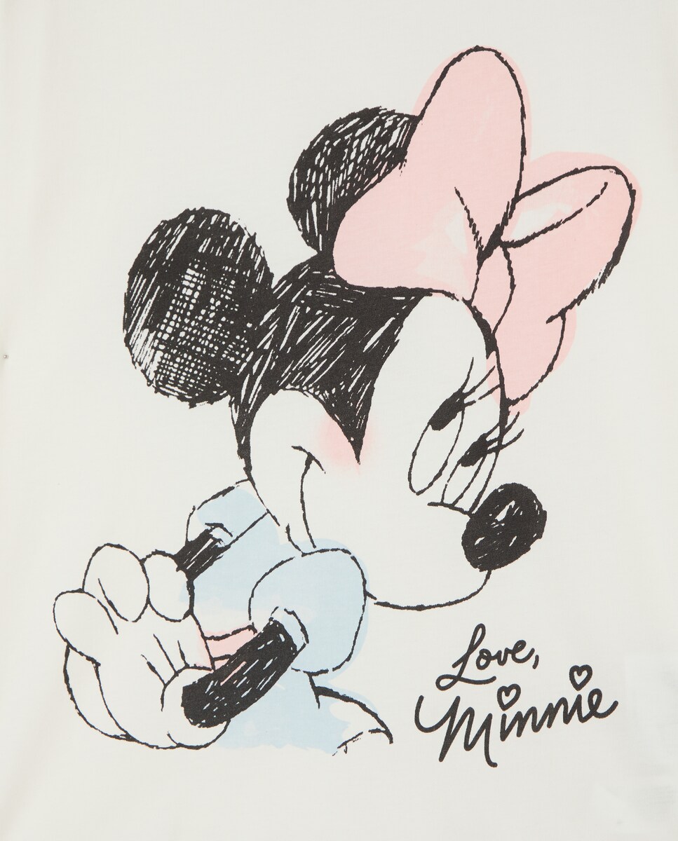 Camisola de Manga Comprida com Estampado da Minnie Branco-marfim-6