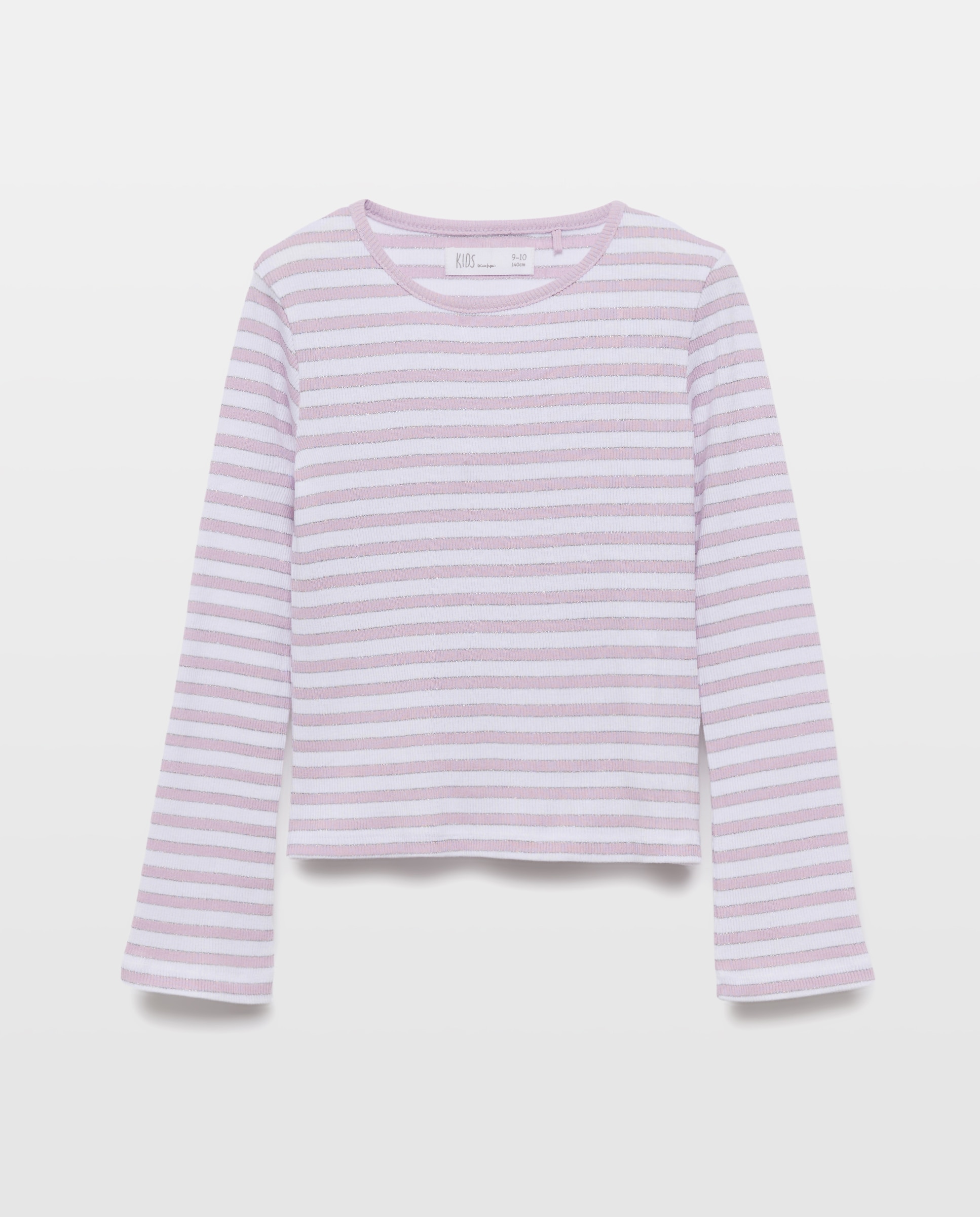 Camisola de Manga Comprida Canelada às Riscas com Fio Metalizado Kids El Corte Inglés Rosa-4