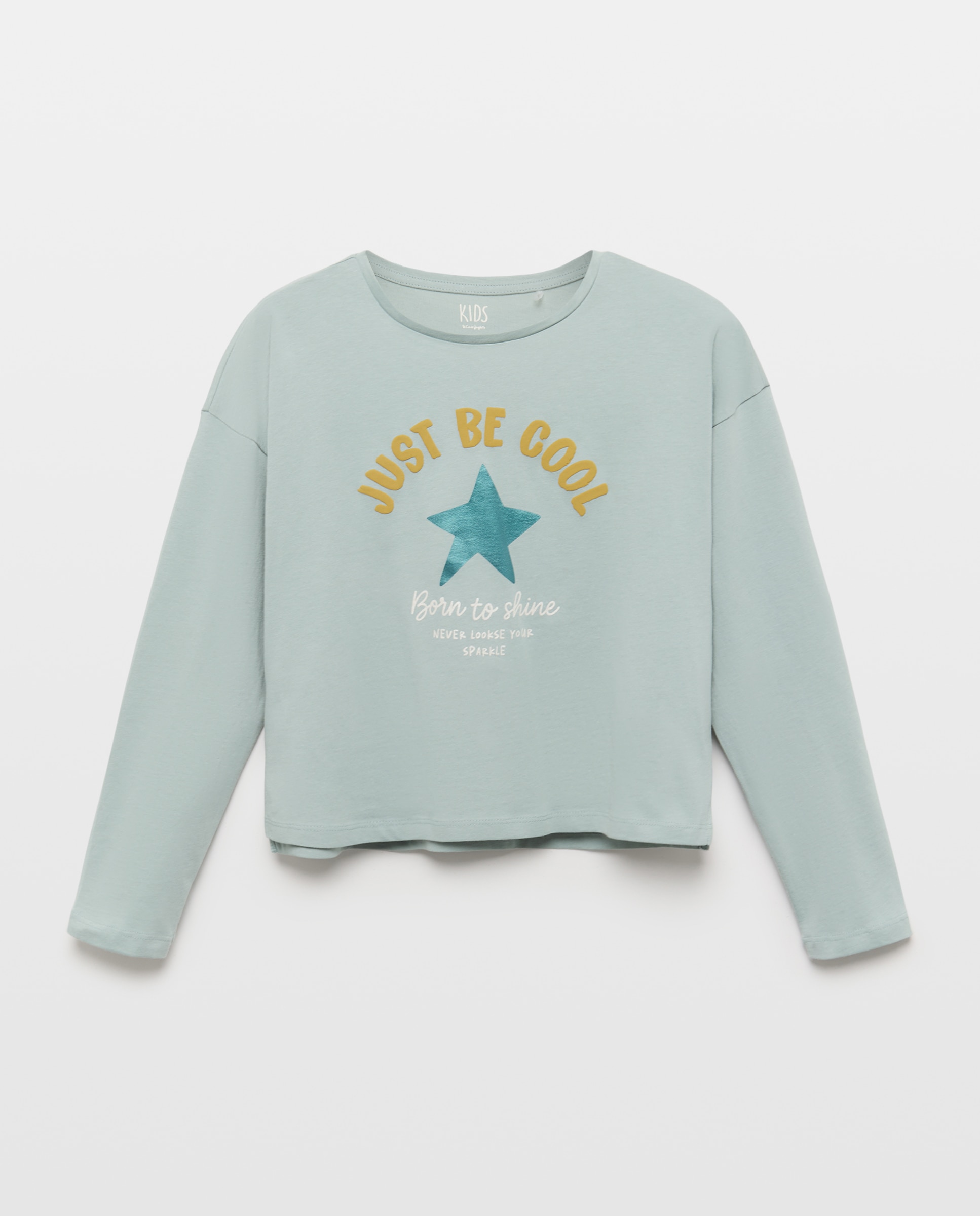 T-shirt de Criança ml Impressão Posicional Duas Cores de Texto com Corações Kids El Corte Inglés Verde-4