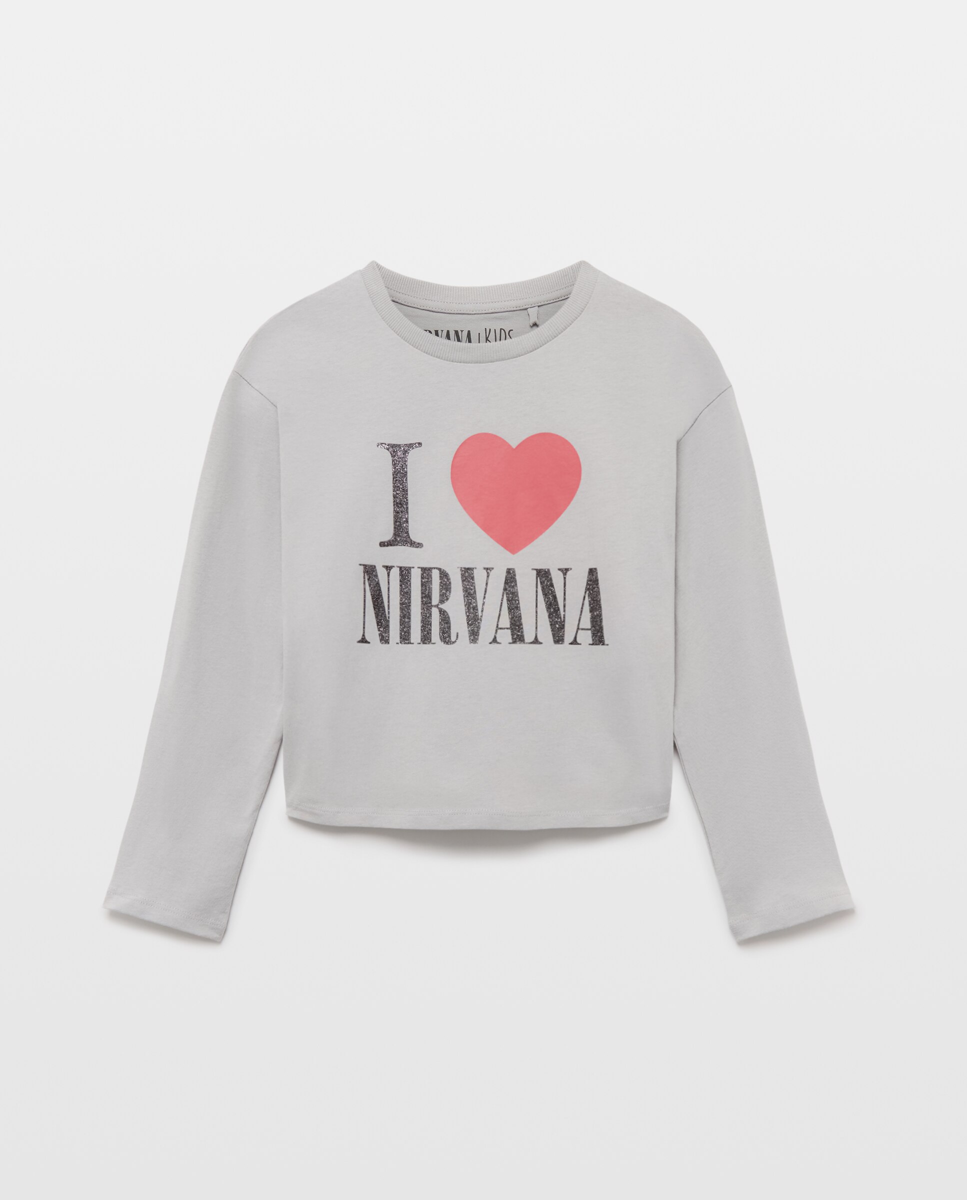 Camiseta manga larga estampado posicional NIRVANA con glitter de niña - Kids El Corte Inglés - Gris Gris-4