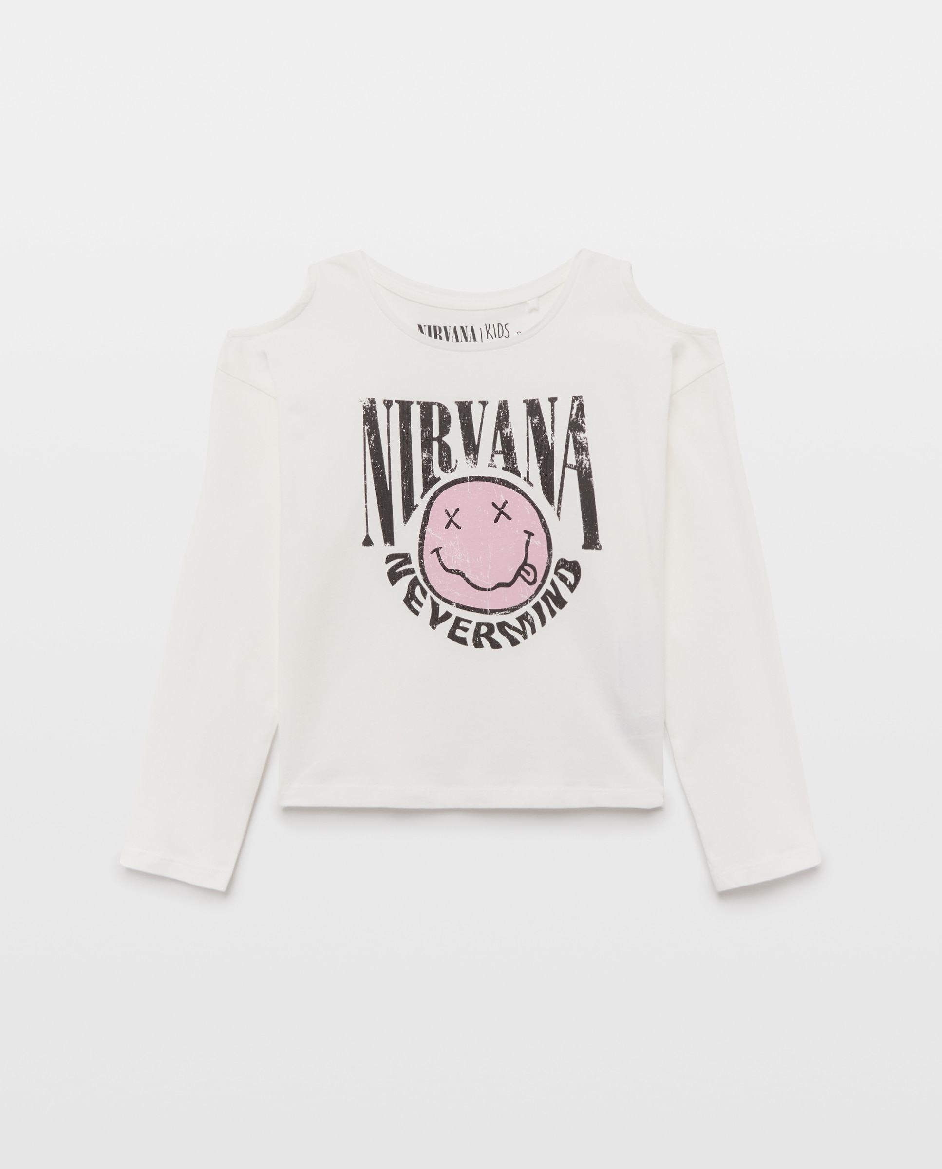Camiseta manga larga cut our print posicional NIRVANA de niña - Kids El Corte Inglés - Blanco Blanco-4