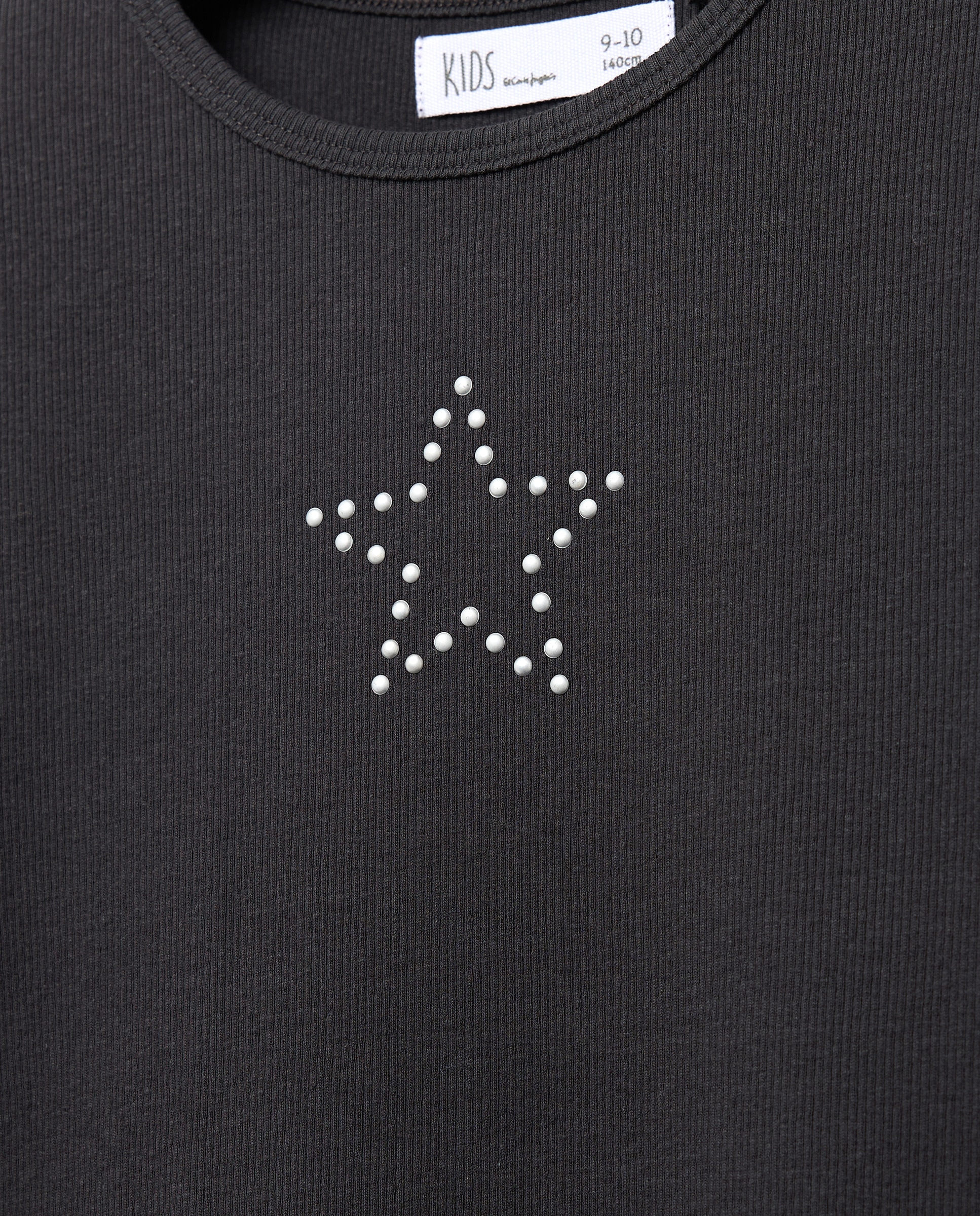 Camiseta manga larga rib con fantasía studs frontal de niña - Kids El Corte Inglés - 830 Antracita 830 Antracita-5