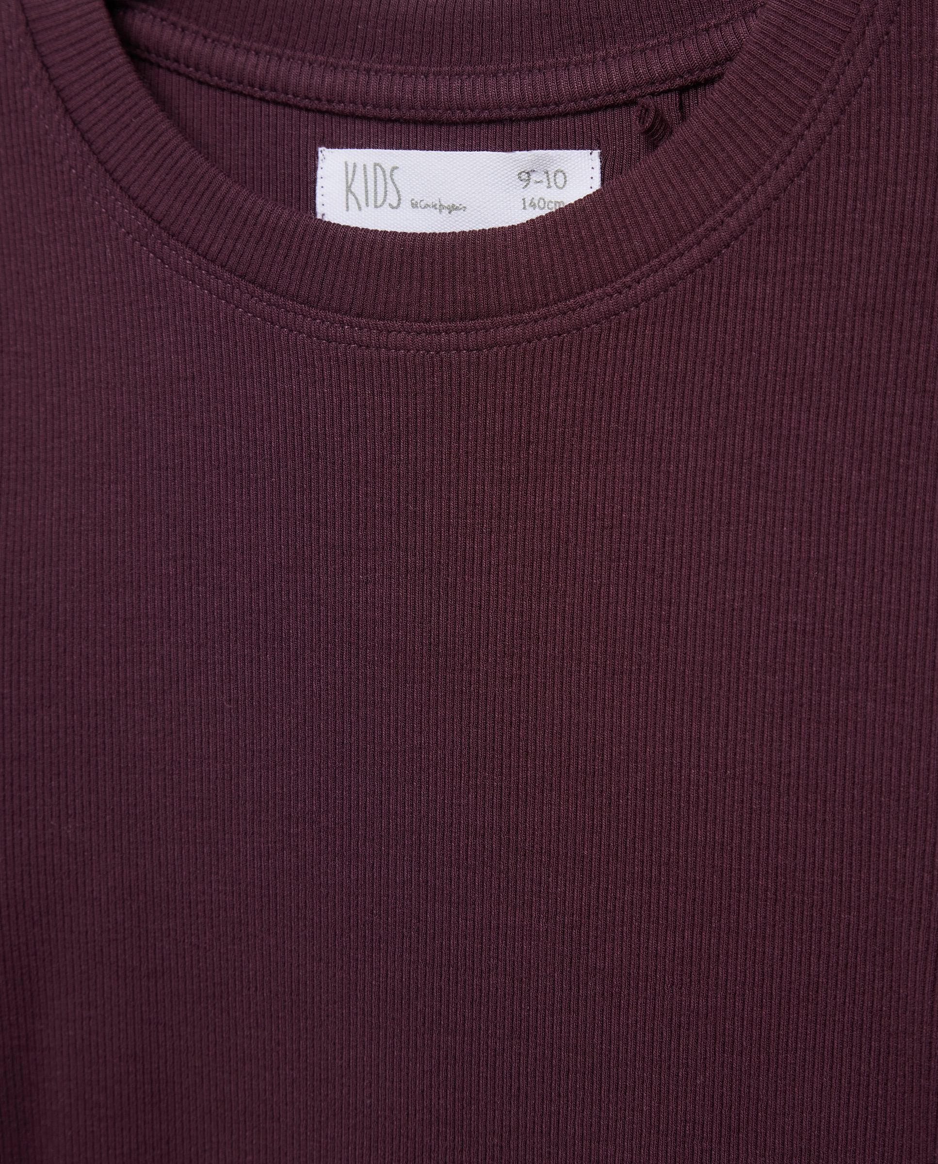 Camiseta manga larga rib lisa bajo y mangas con festón de niña - Kids El Corte Inglés - Burdeos Burdeos-5