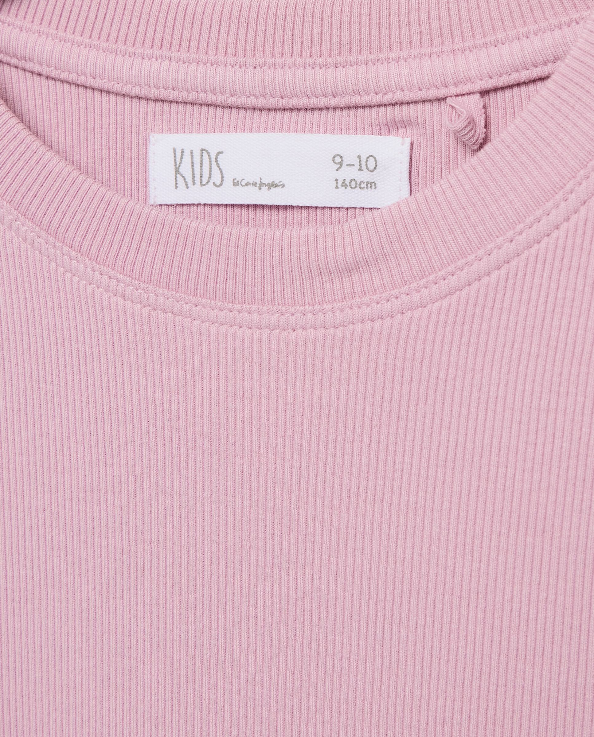 Camisola de Manga Comprida Canelada Lisa com Parte Inferior e Mangas com Festão 282 Malva-2